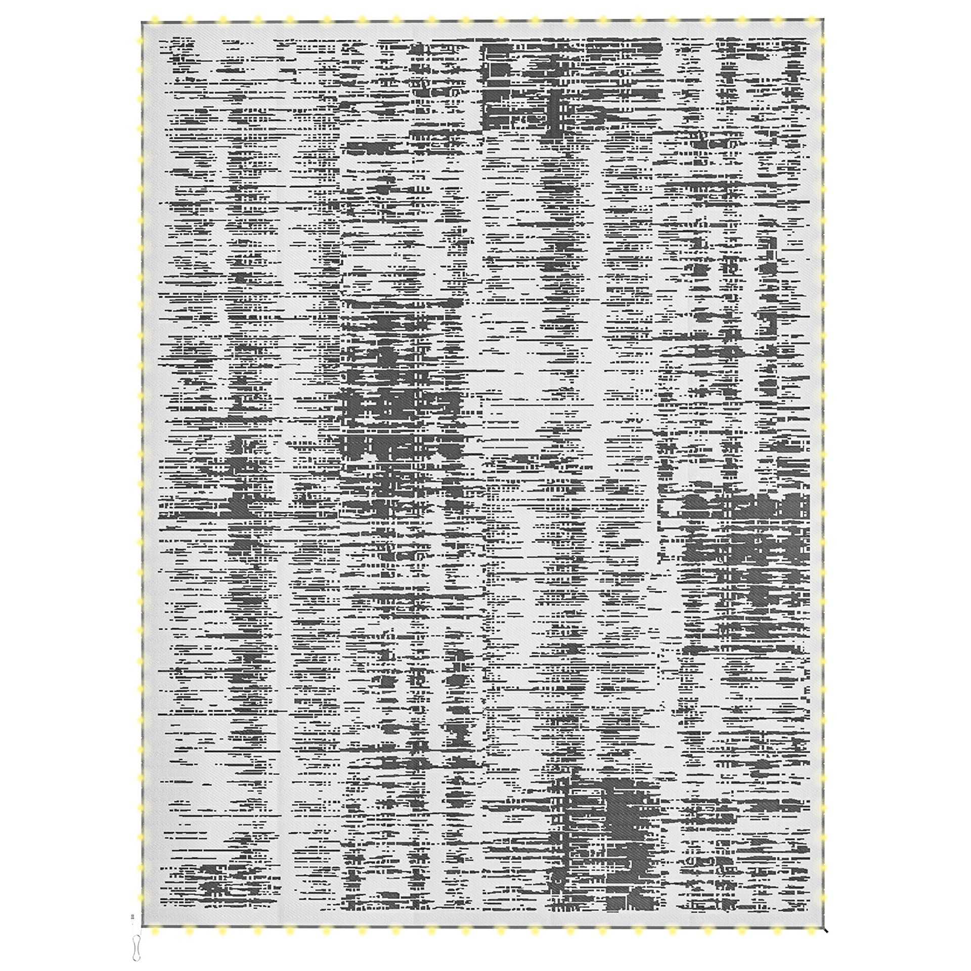 Outsunny Reversible Outdoor Rug Carpet with LED Lights, Carry Bag & Ground Stakes for Backyard, Deck, Picnic, Beach, 12' x 9'