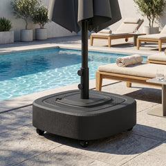 Outsunny Patio Umbrella Base Outdoor Umbrella Stand with Wheels for 1.5"/1.9" Umbrella Poles
