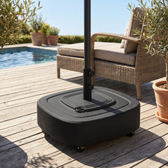 Outsunny Patio Umbrella Base Outdoor Umbrella Stand with Wheels for 1.5"/1.9" Umbrella Poles