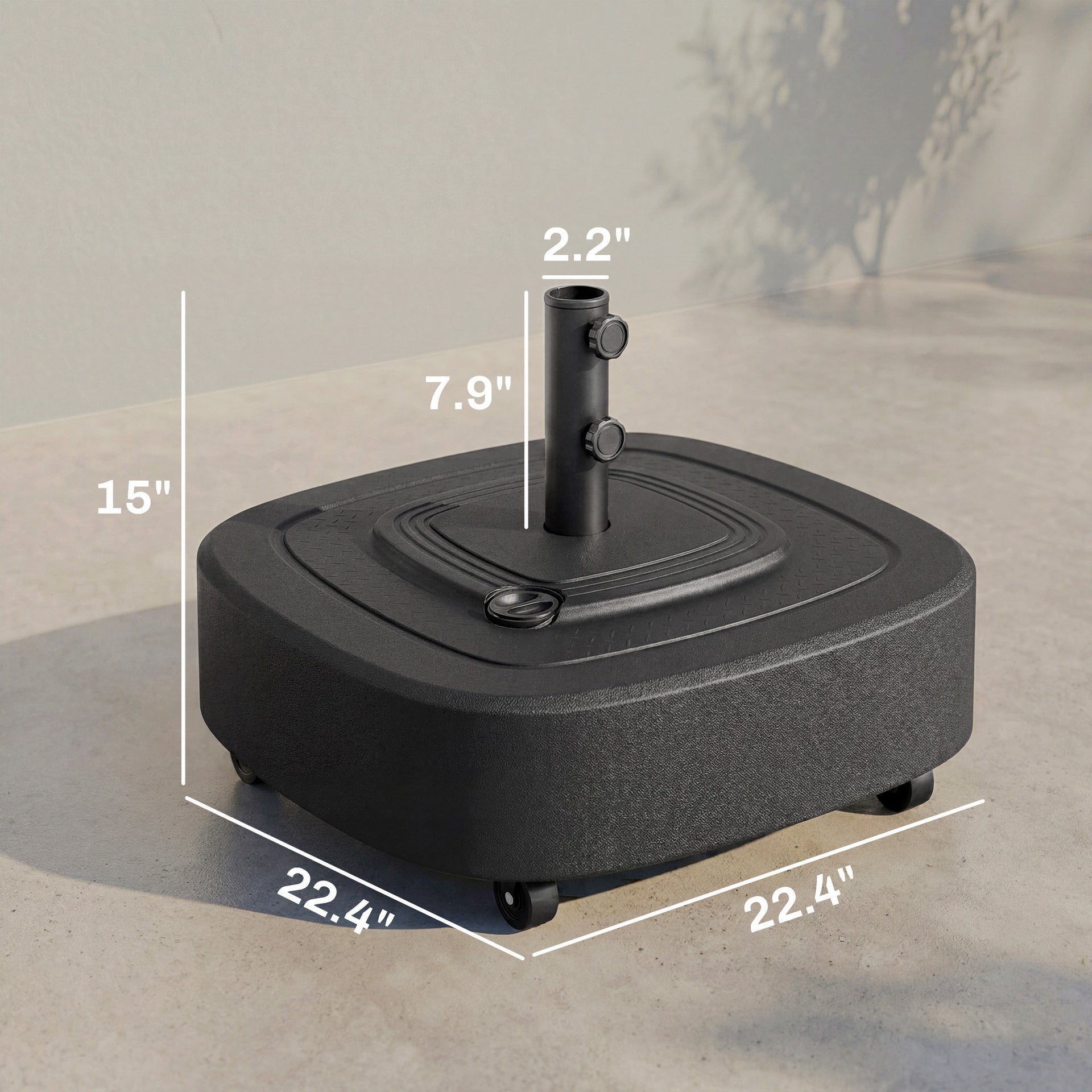 Outsunny Patio Umbrella Base Outdoor Umbrella Stand with Wheels for 1.5"/1.9" Umbrella Poles