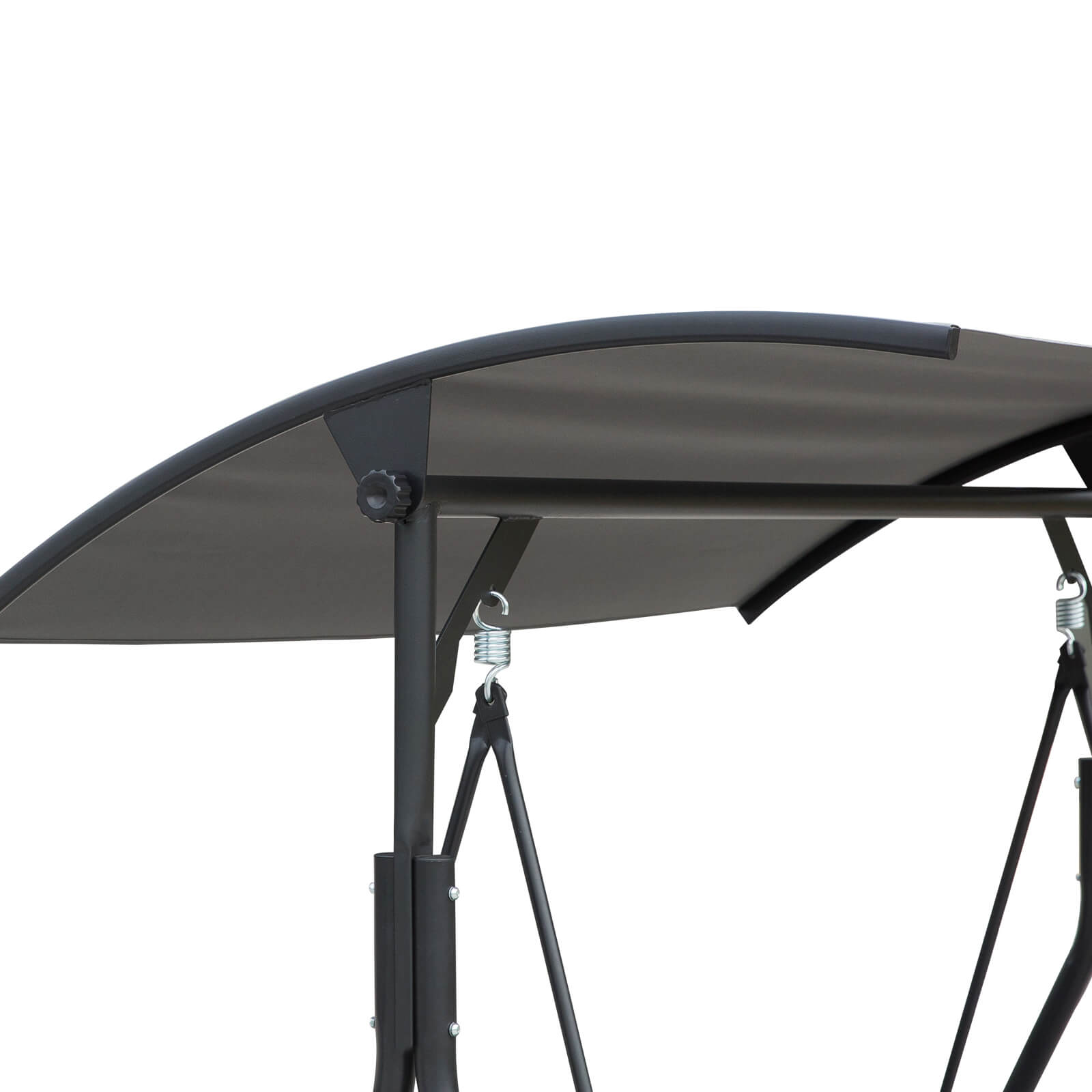 Outsunny 2-Seat Outdoor Porch Swing, with Pivot Storage Table, Cup Holder, & Adjustable Overhead Canopy, Stand's Skid-Resistant Feet Pad, Breathable Mesh Seat, Steel Frame, for Patio, Gray