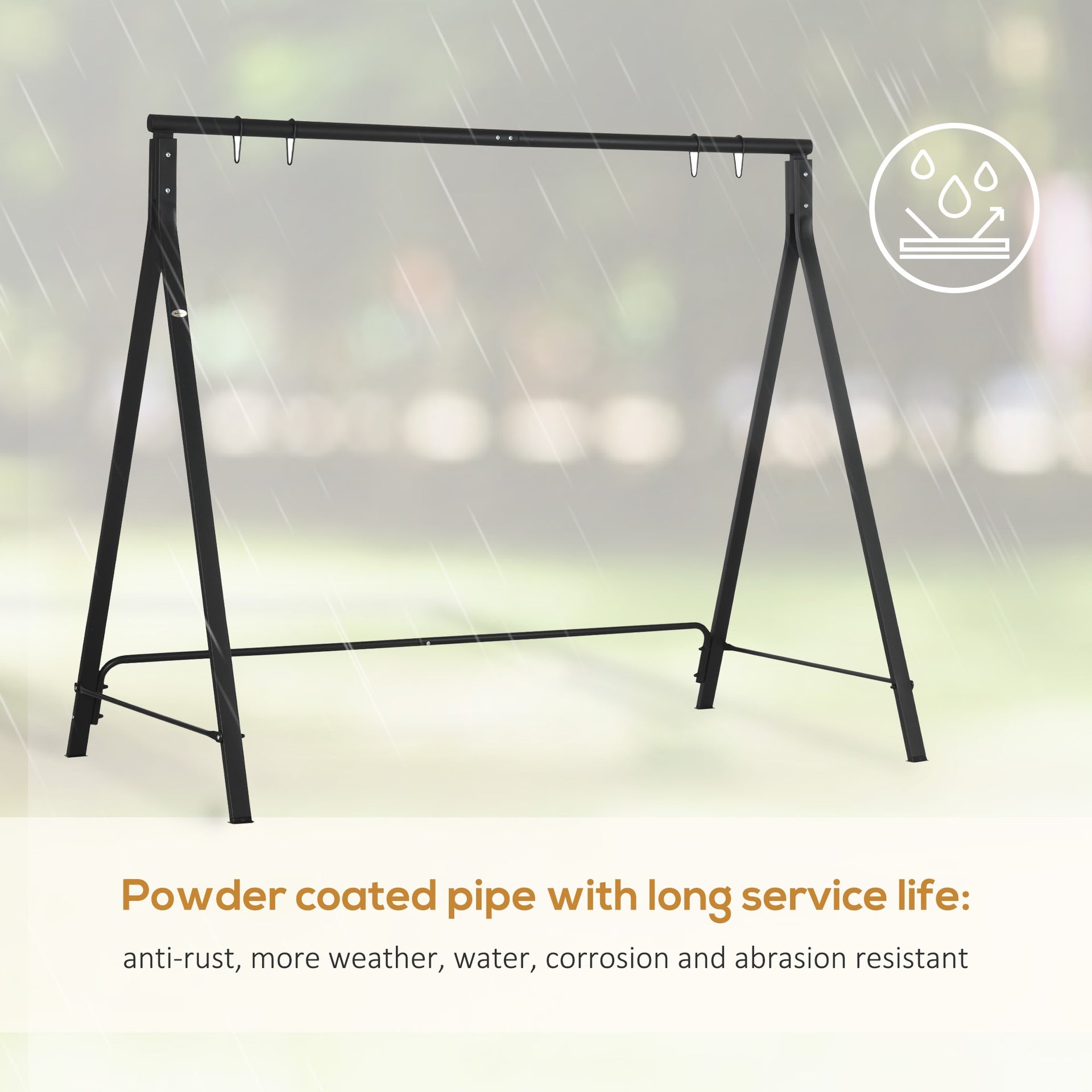 Outsunny Metal Porch Swing Stand, Heavy Duty Swing Frame, Hanging Chair Stand Only, 528 LBS Weight Capacity, for Backyard, Patio, Lawn, Playground, Black