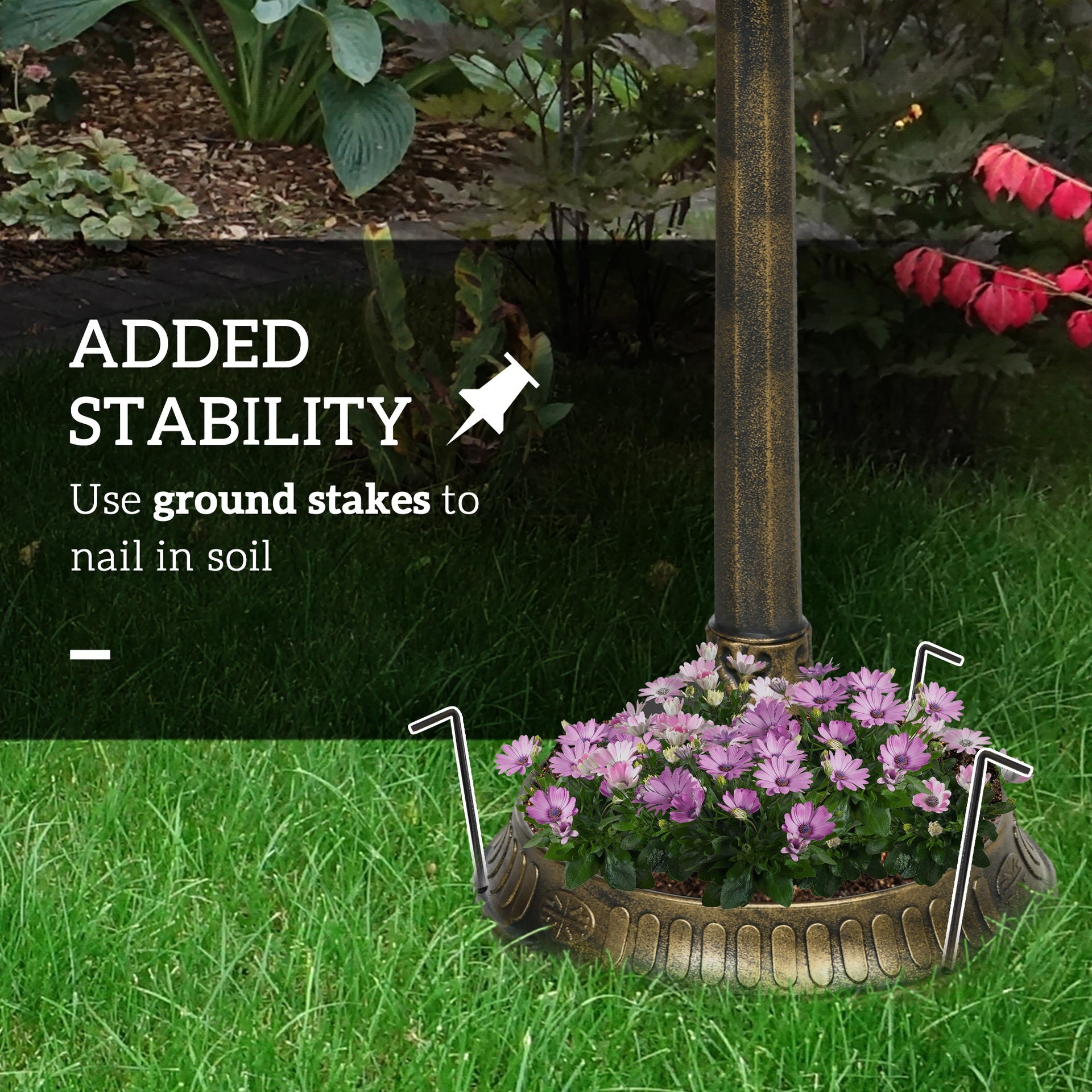 Outsunny 32" Antique Bird Bath Decorative Birdbath Bird Feeder Bowl with Planter Pedestal and Bird Statues, Bronze