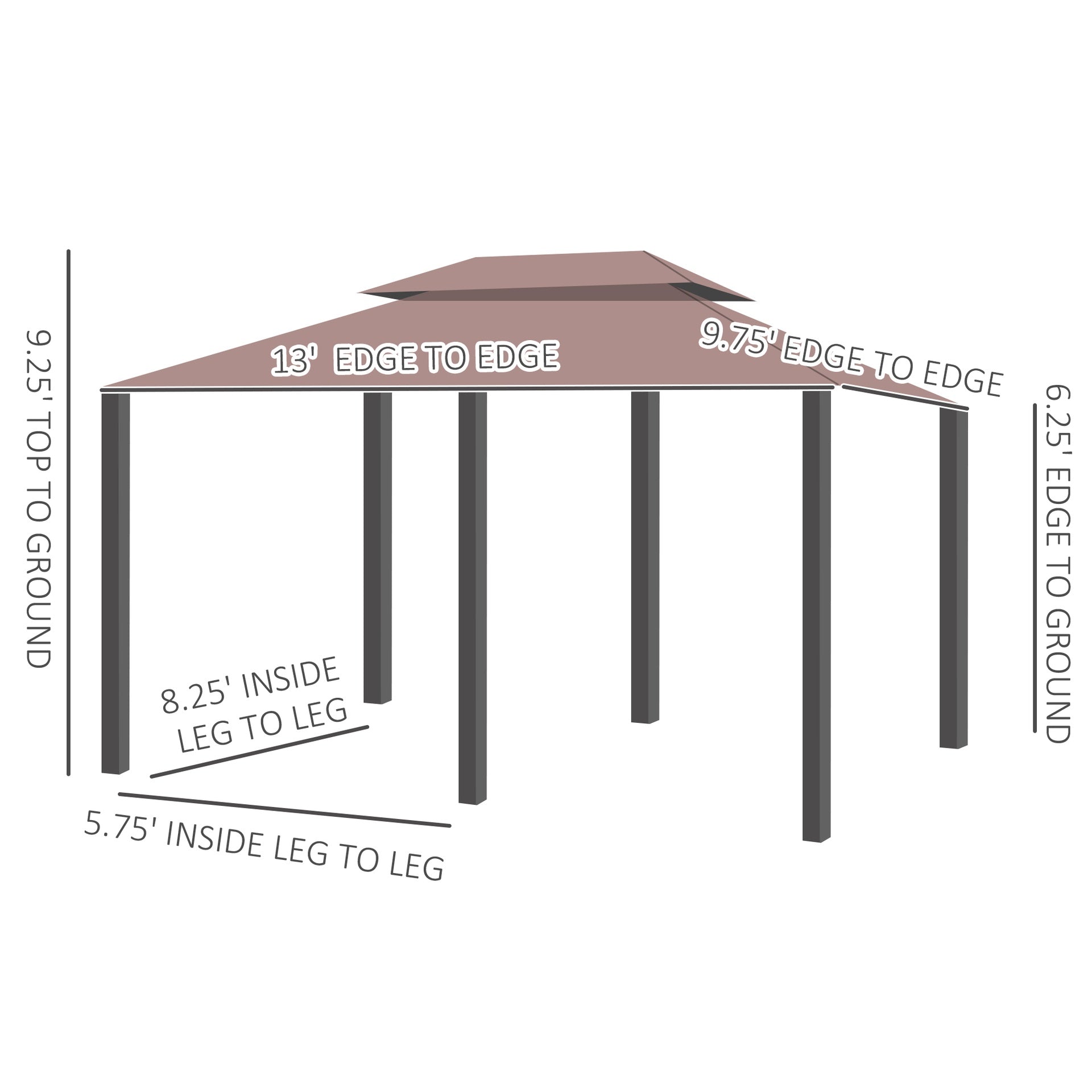 Outsunny 10' x 13' Patio Gazebo, Outdoor Gazebo Canopy Shelter with Curtains, Vented Roof, Steel Frame for Garden, Lawn, Backyard and Deck, Khaki