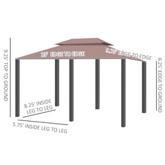 Outsunny 10' x 13' Patio Gazebo, Outdoor Gazebo Canopy Shelter with Curtains, Vented Roof, Steel Frame for Garden, Lawn, Backyard and Deck, Khaki