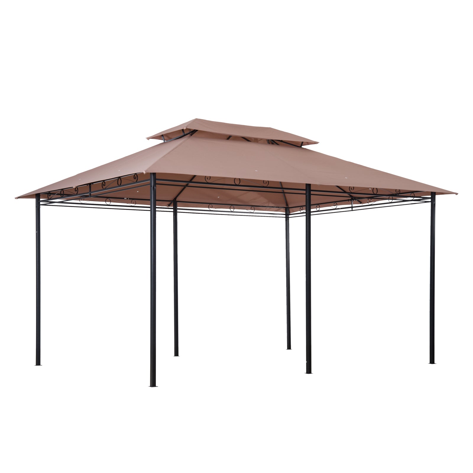 Outsunny 10' x 13' Patio Gazebo, Outdoor Gazebo Canopy Shelter with Curtains, Vented Roof, Steel Frame for Garden, Lawn, Backyard and Deck, Khaki