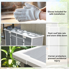 Outsunny 8' x 4' Plastic Outdoor Storage Shed with Floor, Window, Lockable Doors and Vents for Backyard Patio Lawn, Gray