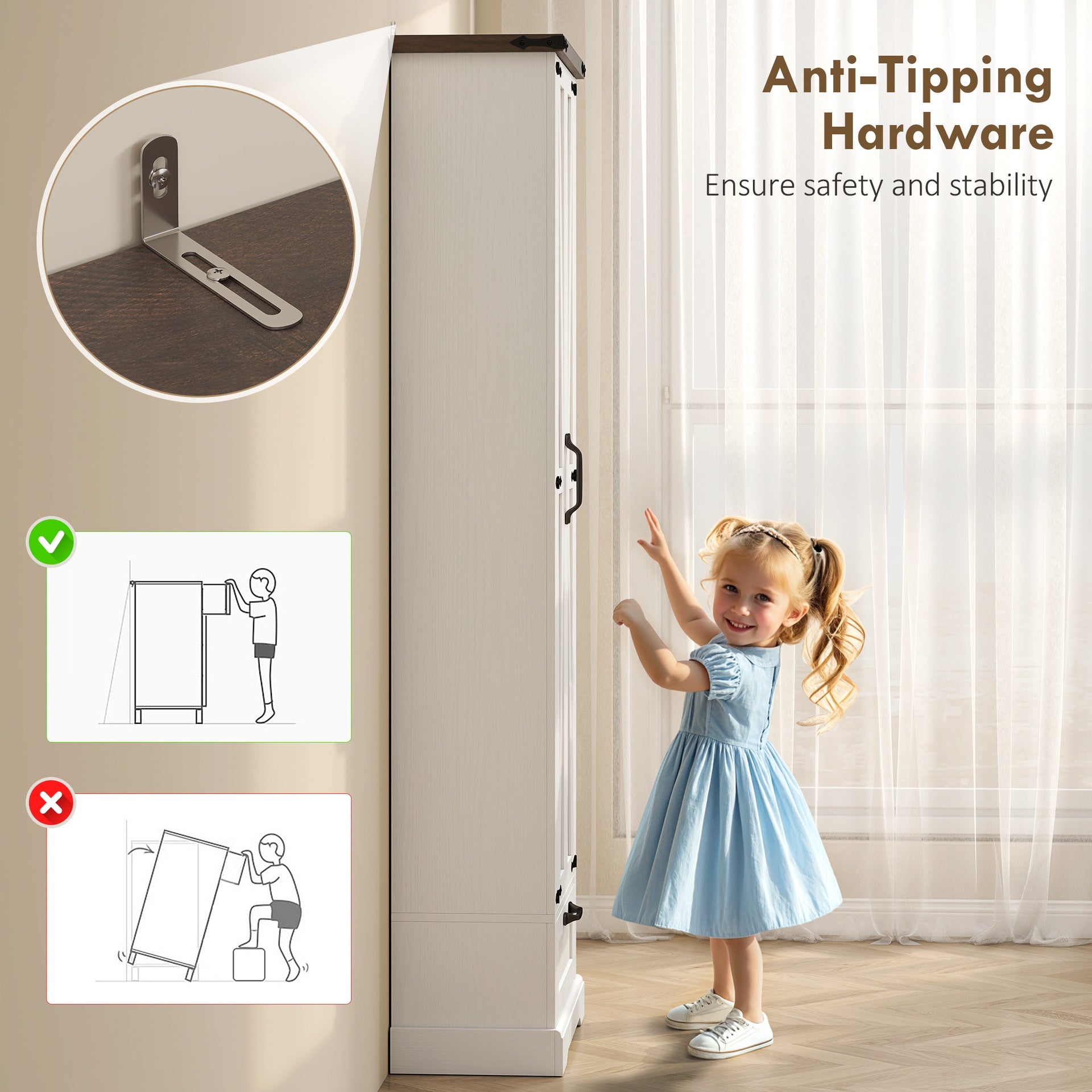 HOMCOM 71" Pantry Cabinet, Kitchen Storage Cabinet with Adjustable Shelves, Barn Doors and Drawer for Dining Room, White