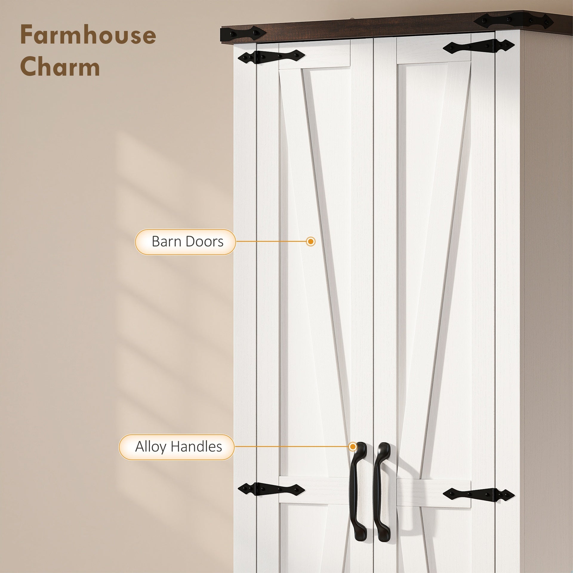HOMCOM 71" Pantry Cabinet, Kitchen Storage Cabinet with Adjustable Shelves, Barn Doors and Drawer for Dining Room, White