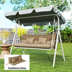 Outsunny 4-Piece Back and Seat Cushion Pillows Replacement and Pillows, Patio Chair Cushions Set with Ties, khaki