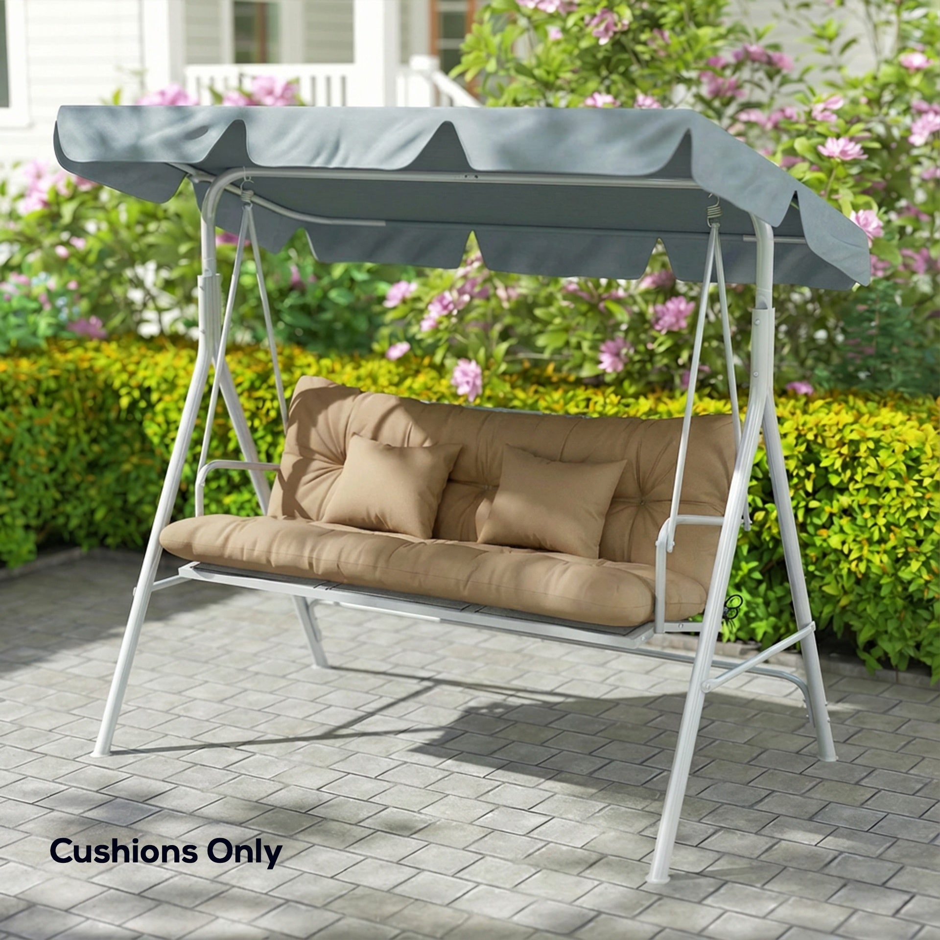 Outsunny 4-Piece Back and Seat Cushion Pillows Replacement and Pillows, Patio Chair Cushions Set with Ties, khaki