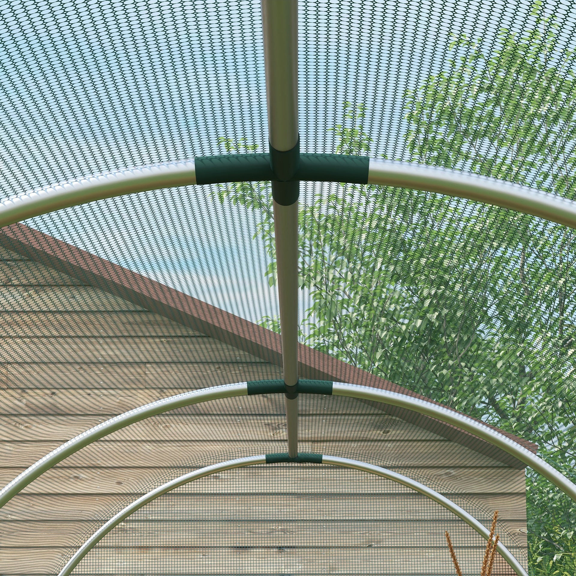 Outsunny Galvanized Steel Crop Cage, Plant Protection Tent with Zippered Door, 4' x 12', Green