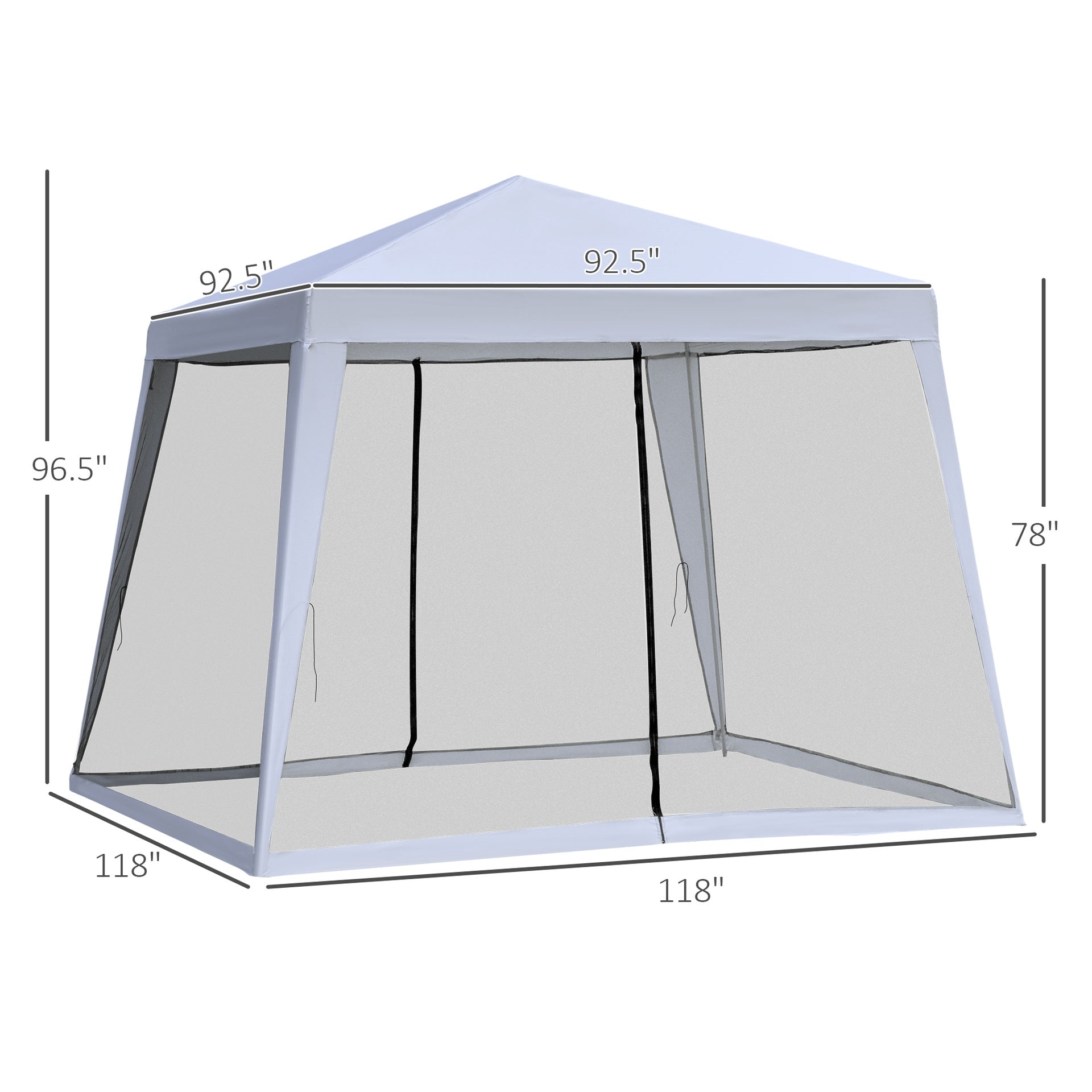 Outsunny 10'x10' Outdoor Party Tent Canopy with Mesh Sidewalls, Patio Gazebo Sun Shade Screen Shelter, gray