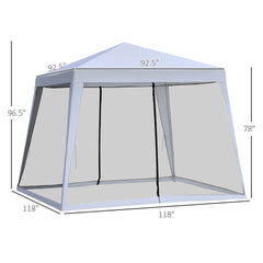 Outsunny 10'x10' Outdoor Party Tent Canopy with Mesh Sidewalls, Patio Gazebo Sun Shade Screen Shelter, gray