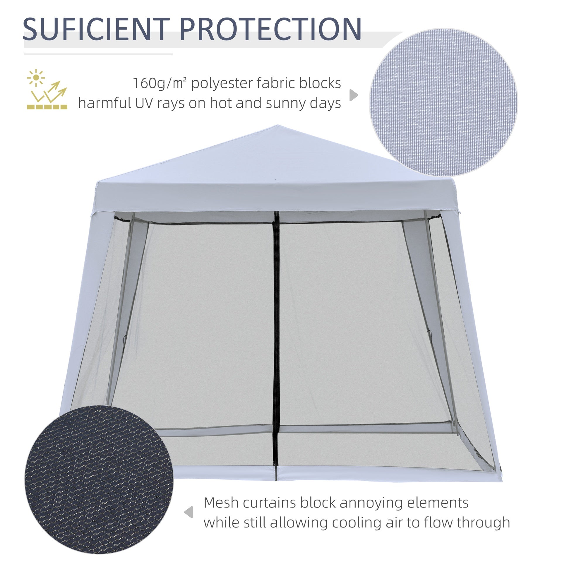 Outsunny 10'x10' Outdoor Party Tent Canopy with Mesh Sidewalls, Patio Gazebo Sun Shade Screen Shelter, gray