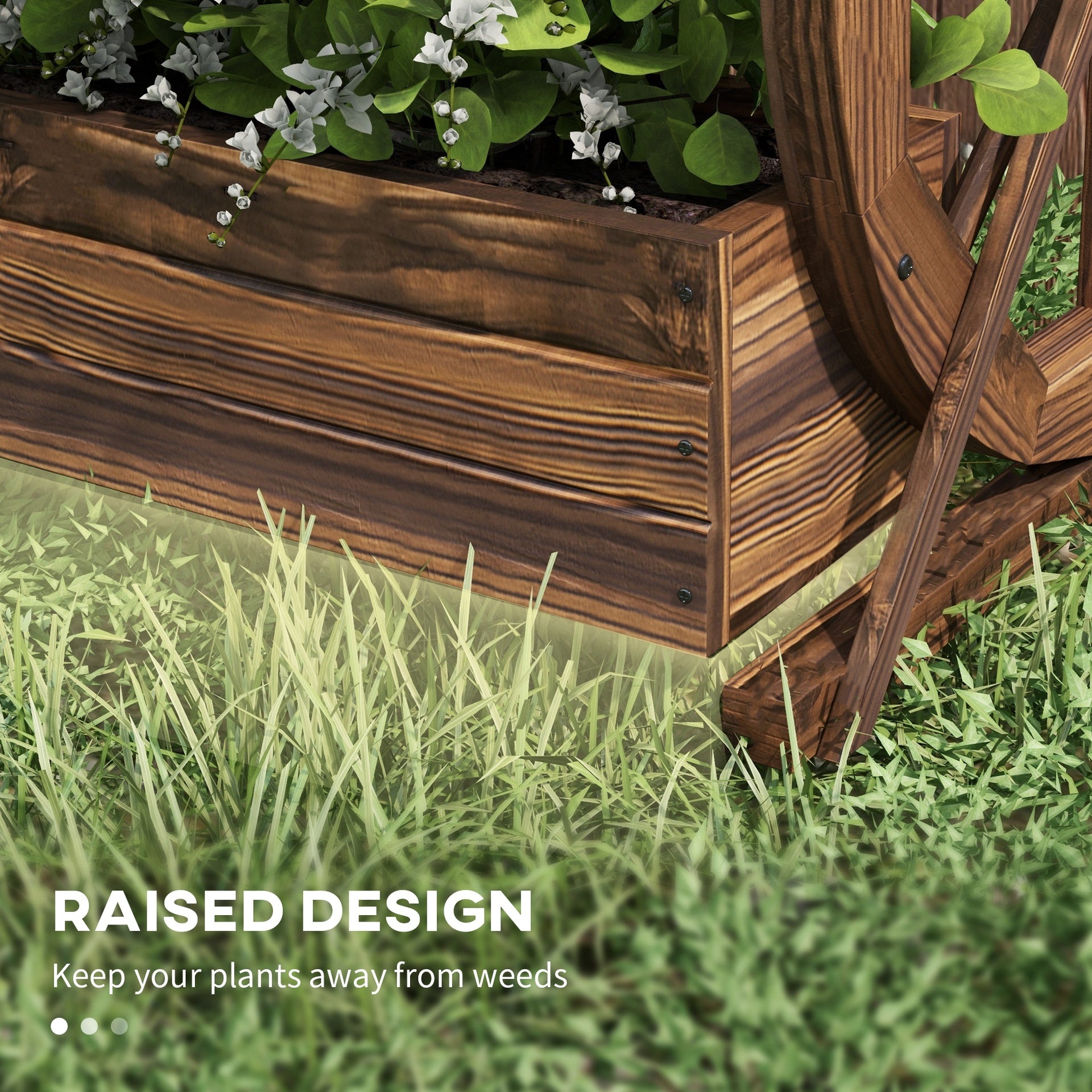 Outsunny Wooden Wagon Planter Box, 2-Tier Raised Garden Bed, for Vegetables Flowers Herbs, 22" x 13" x 22"