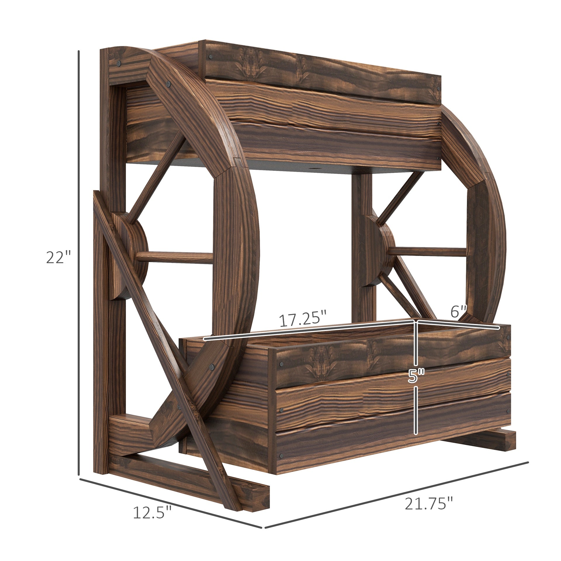 Outsunny Wooden Wagon Planter Box, 2-Tier Raised Garden Bed, for Vegetables Flowers Herbs, 22" x 13" x 22"