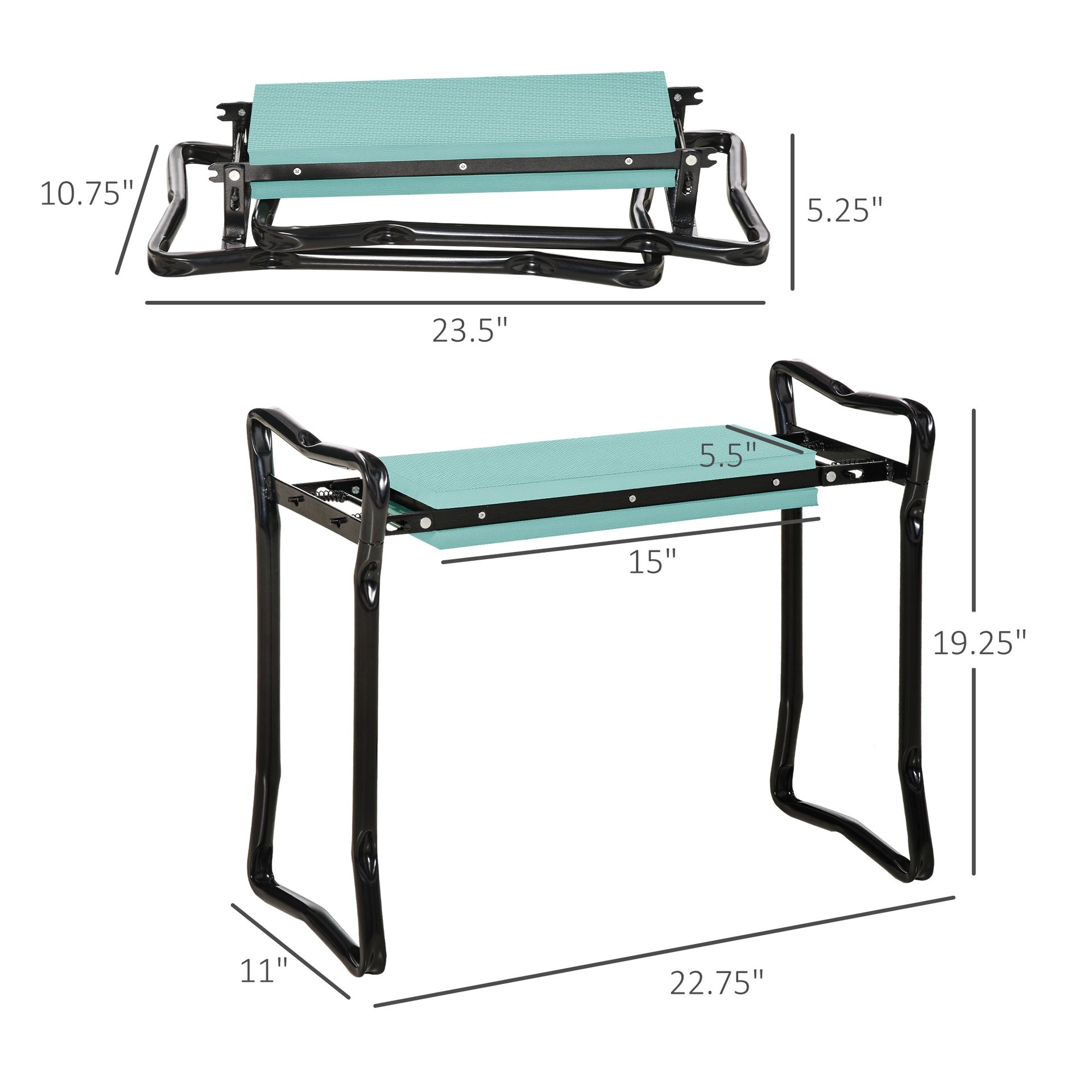 Outsunny Padded Garden Kneeler and Seat Bench, Padded Foldable Garden Stool, Green