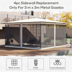 Outsunny 13x13 Gazebo Netting Mosquito Netting Screen with Zippers, Black Rings, High-Quality Polyester, Washable, Black