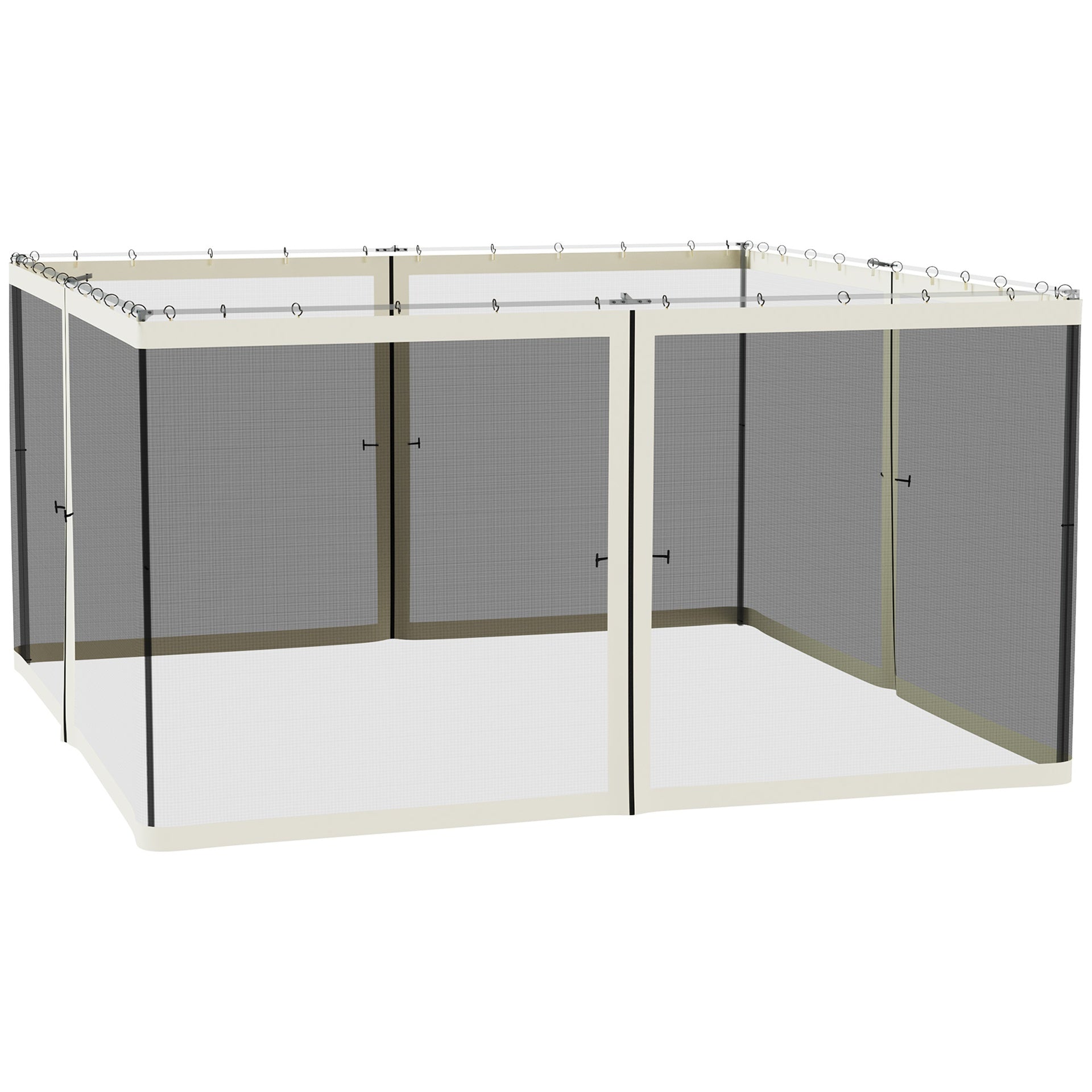 Outsunny 13x13 Gazebo Netting Mosquito Netting Screen with Zippers, Black Rings, High-Quality Polyester, Washable, Black