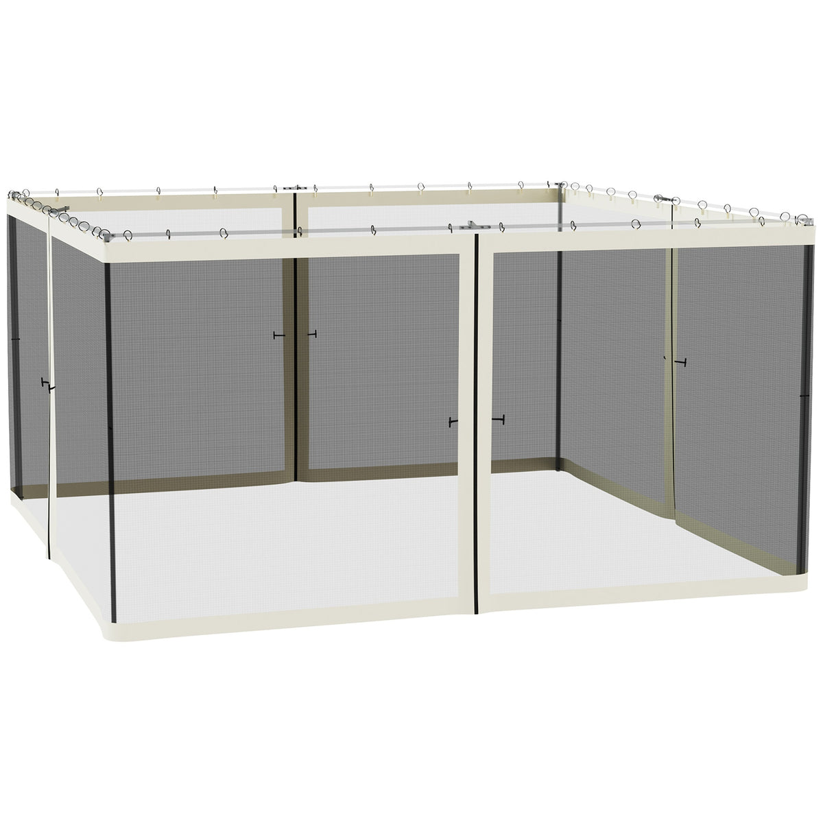 Outsunny 13x13 Gazebo Netting Mosquito Netting Screen with Zippers, Black Rings, High-Quality Polyester, Washable, Black