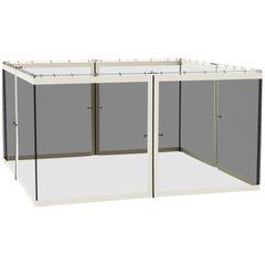 Outsunny 13x13 Gazebo Netting Mosquito Netting Screen with Zippers, Black Rings, High-Quality Polyester, Washable, Black
