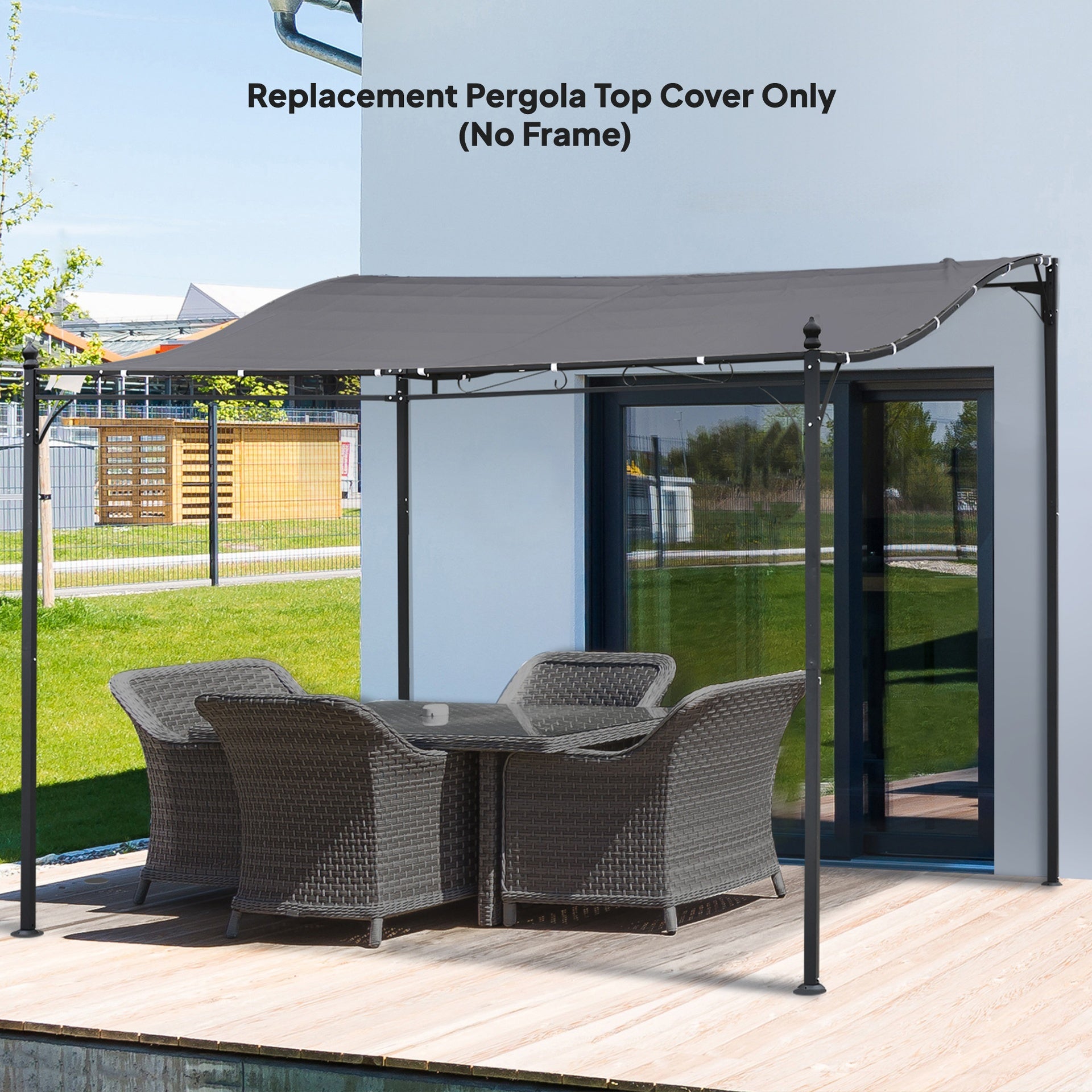 Pergola Canopy Replacement, Pergola Shade Cover for 10' x 10' Pergola (Outsunny 84C-038 Series), Dark Gray