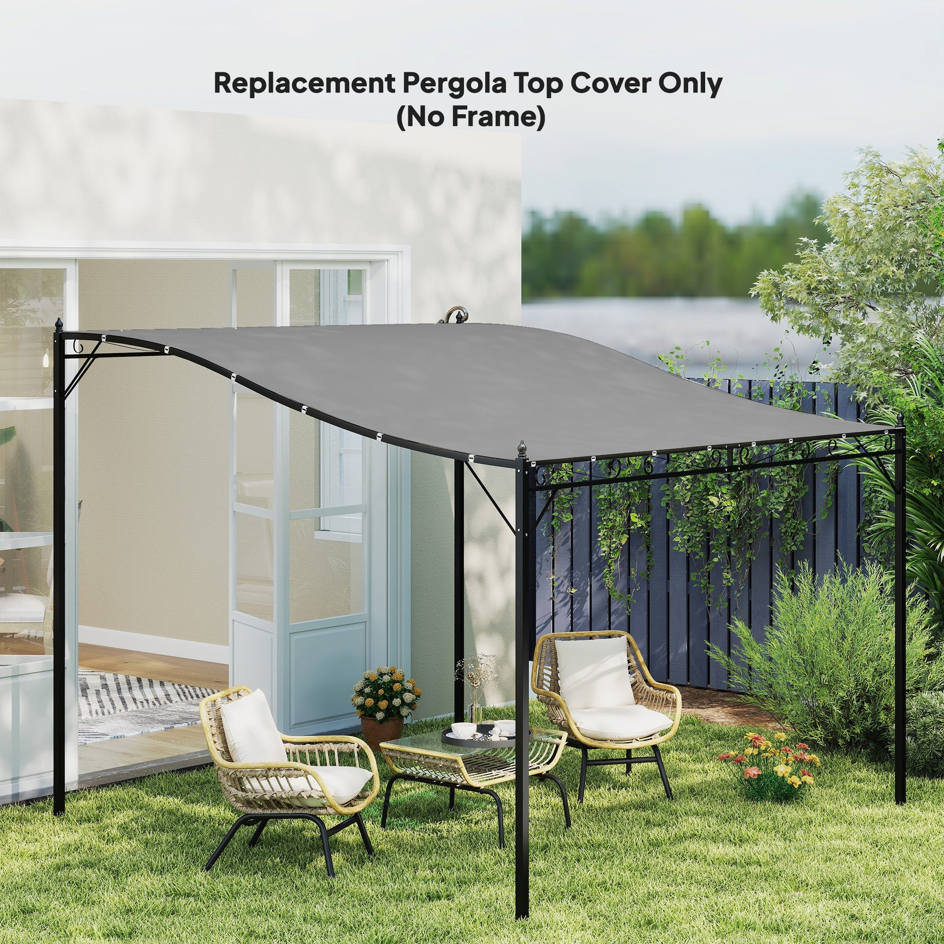 Pergola Canopy Replacement, Pergola Shade Cover for 10' x 10' Pergola (Outsunny 84C-038 Series), Dark Gray