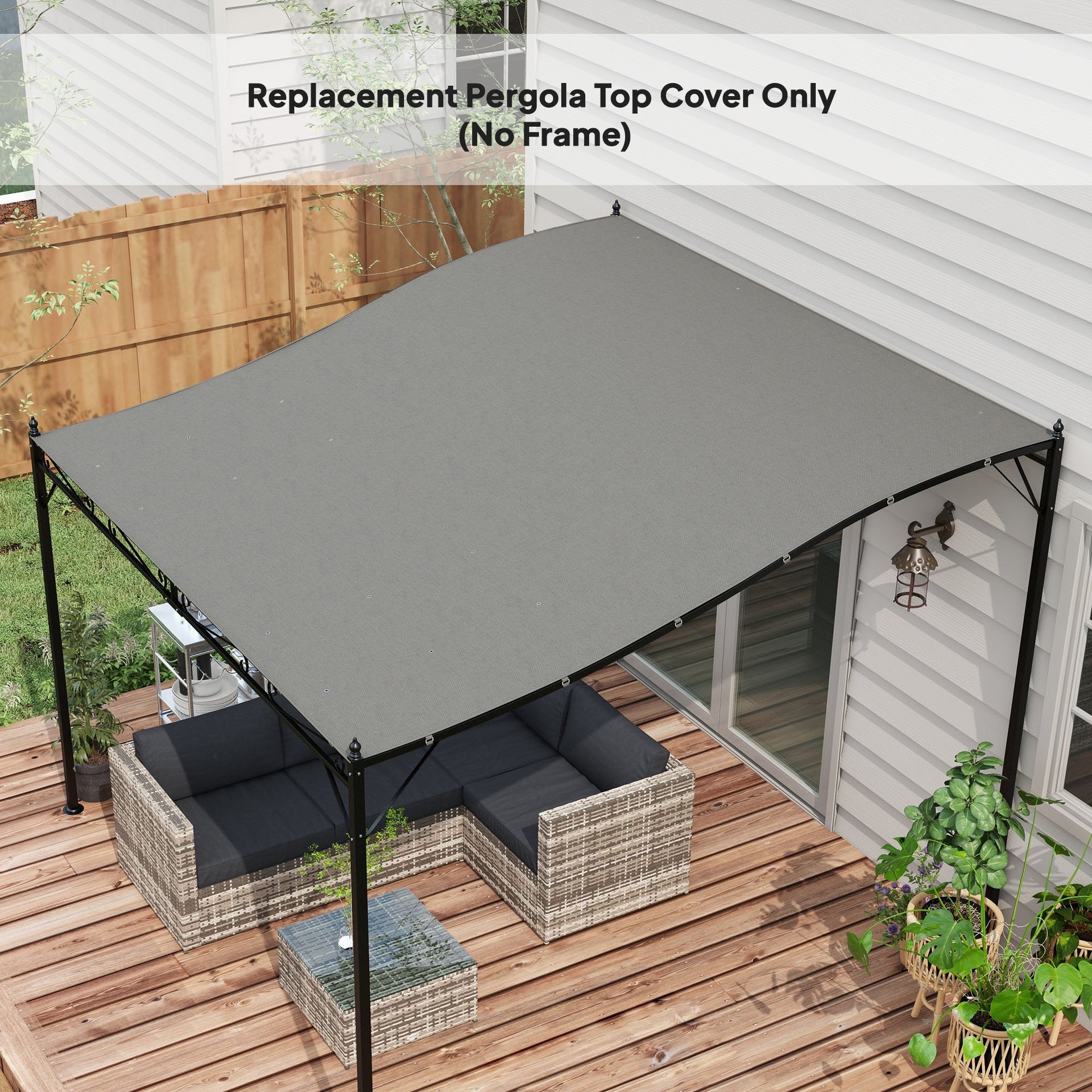Pergola Canopy Replacement, Pergola Shade Cover for 10' x 10' Pergola (Outsunny 84C-038 Series), Dark Gray