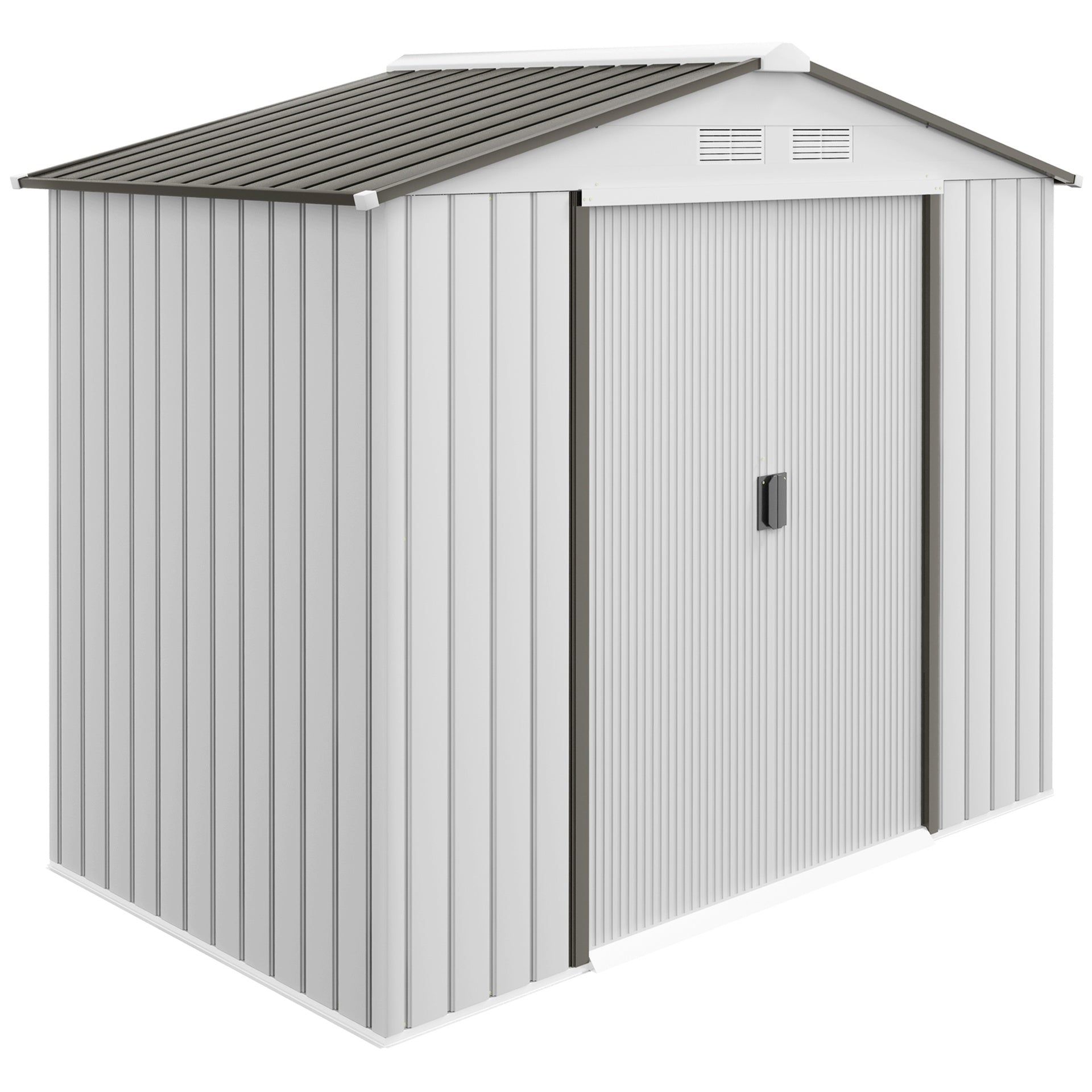 Outsunny 7x4 Garden Shed, Storage Shed with 4 Vents & 2 Sliding Doors, Garden Tool House for Backyard, Patio, Garage, Lawn,White