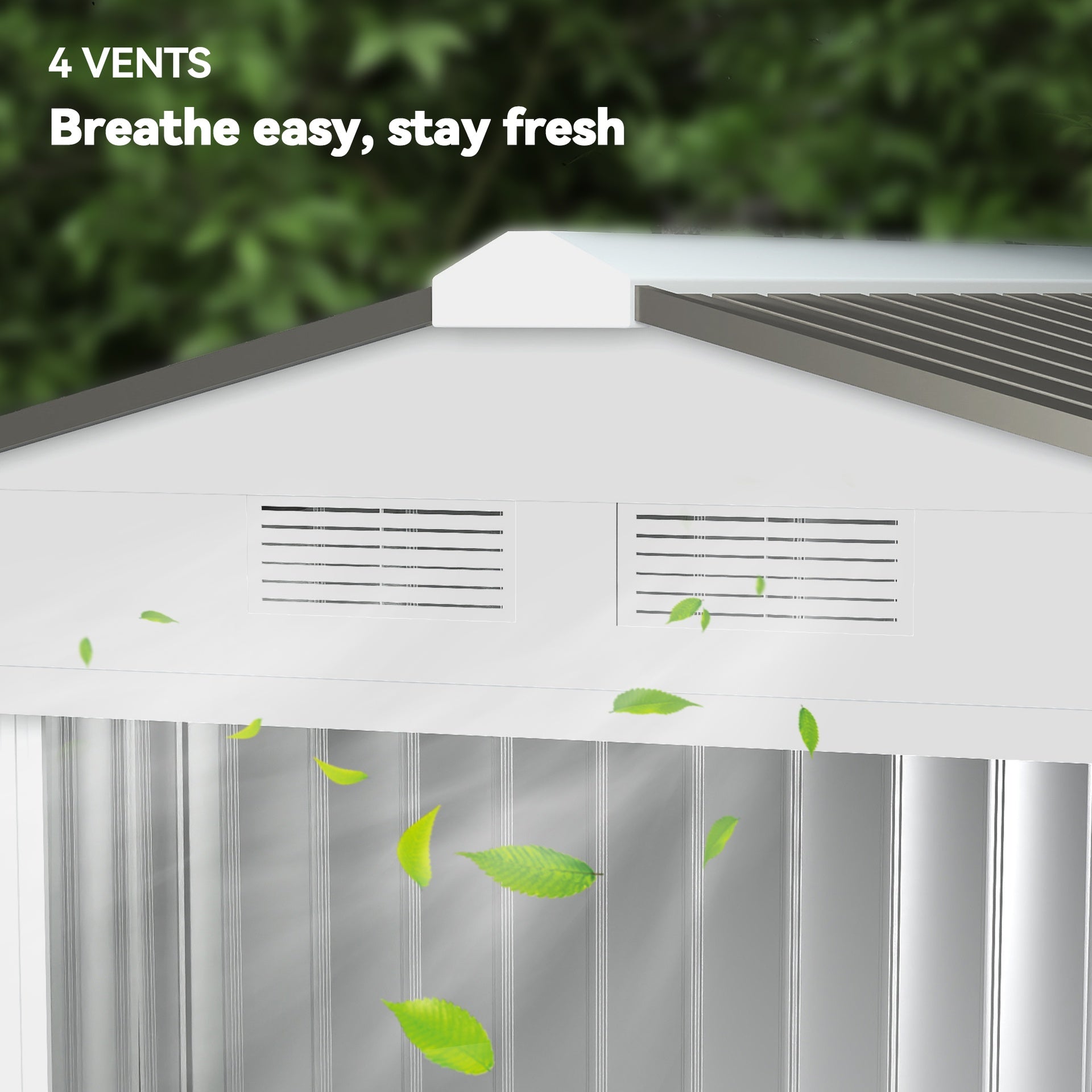 Outsunny 7x4 Garden Shed, Storage Shed with 4 Vents & 2 Sliding Doors, Garden Tool House for Backyard, Patio, Garage, Lawn,White