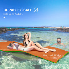 Soozier 9' x 6' Lily Pad Water Mat for 2 Adults, Floating Water Pad for Lake, Pool, Ocean, Beach, and Boating, Orange