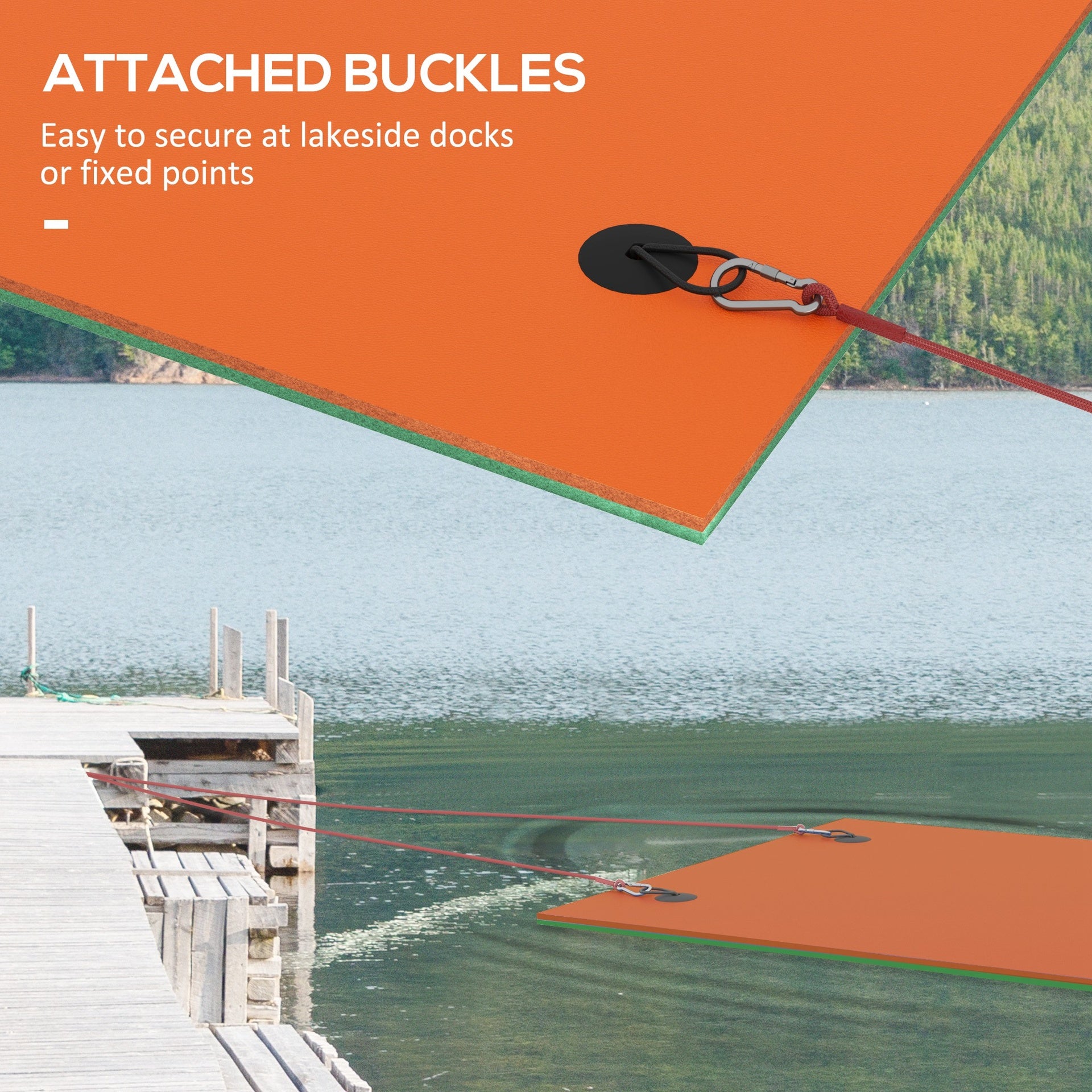 Soozier 9' x 6' Lily Pad Water Mat for 2 Adults, Floating Water Pad for Lake, Pool, Ocean, Beach, and Boating, Orange