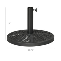 Outsunny 30 lbs. Market Umbrella Base Holder 18" Heavy Duty Round Parasol Stand with Rattan Design for Patio, Black
