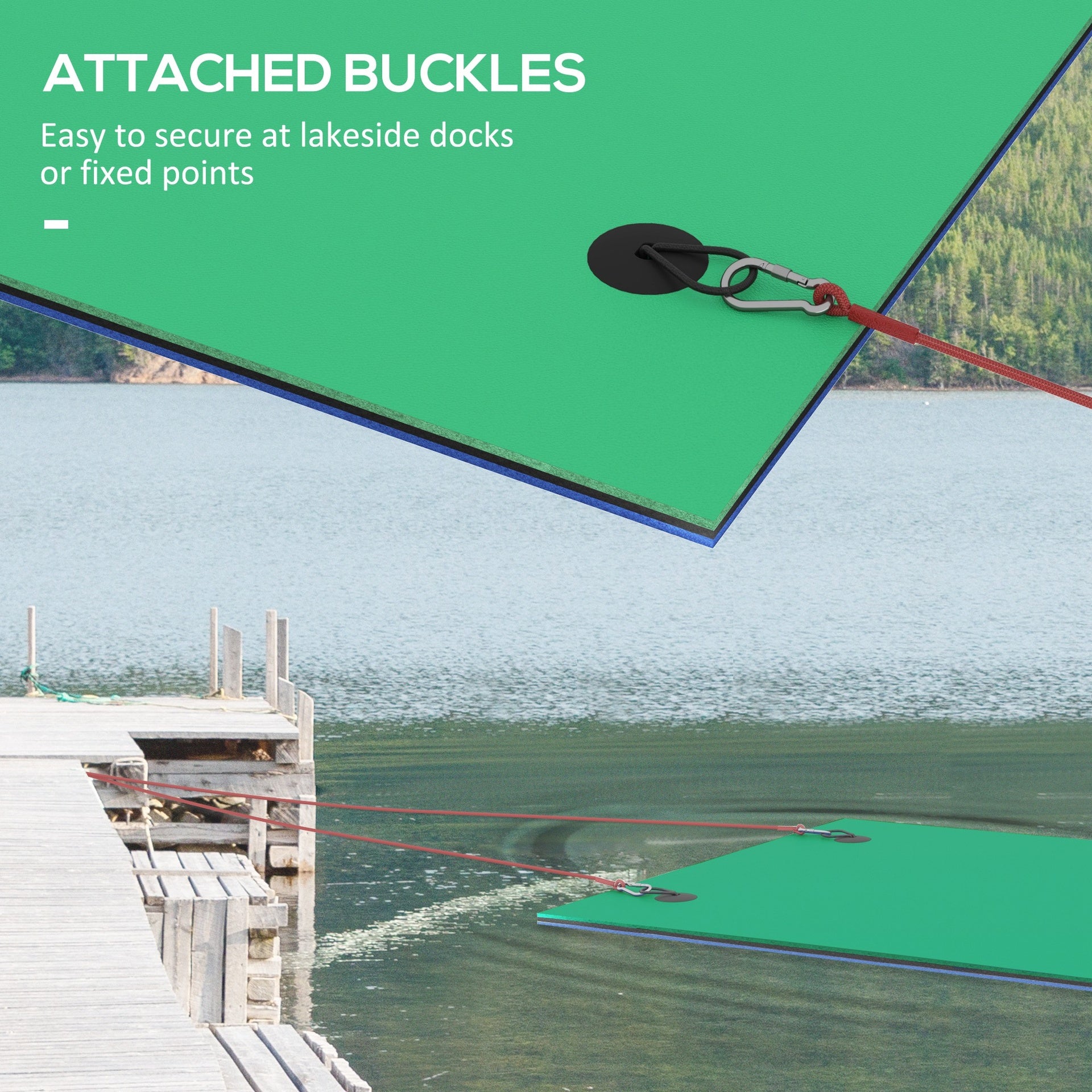 Soozier 9' x 6' Lily Pad Water Mat for 2 Adults, Floating Water Pad for Lake, Pool, Ocean, Beach, and Boating, Green