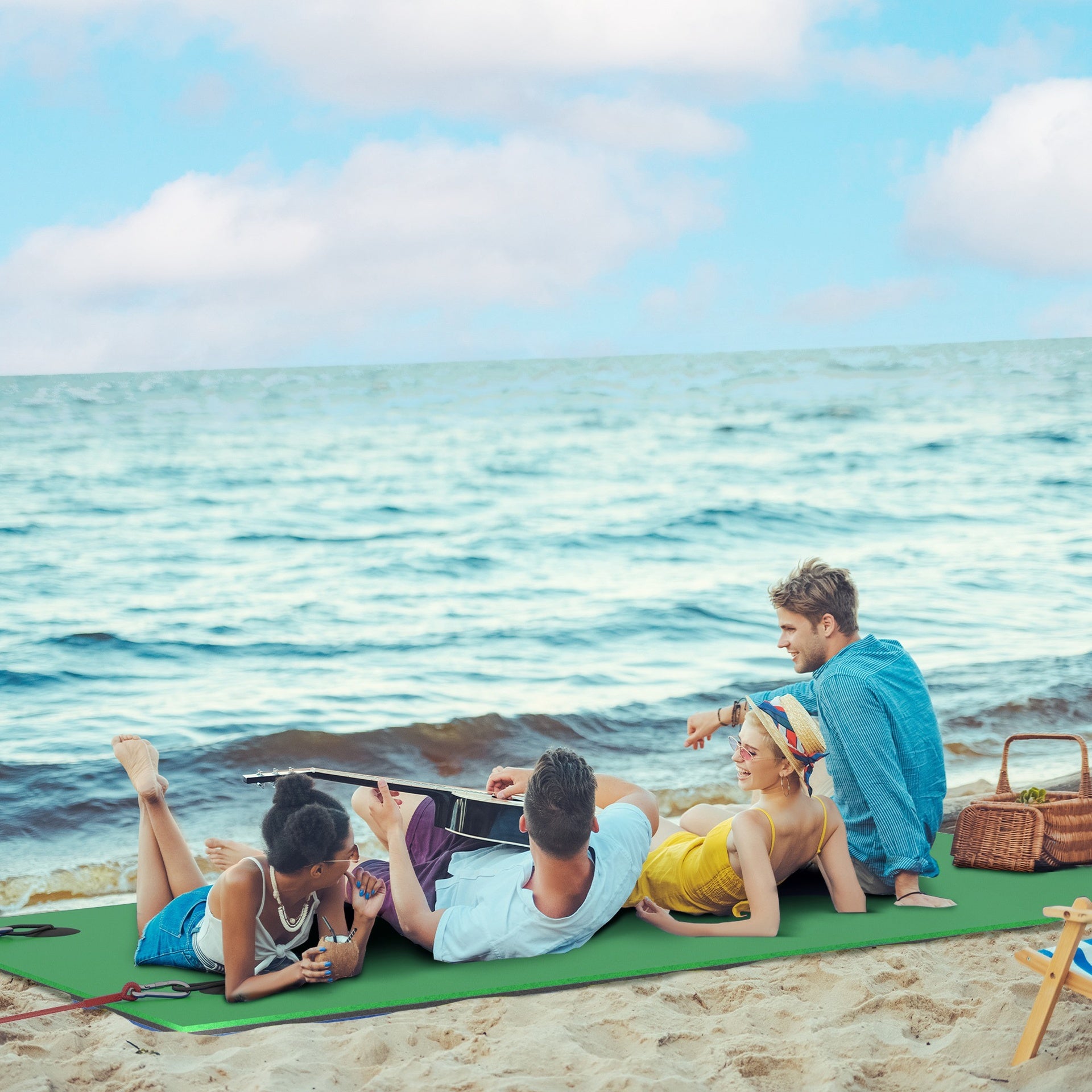 Soozier 9' x 6' Lily Pad Water Mat for 2 Adults, Floating Water Pad for Lake, Pool, Ocean, Beach, and Boating, Green