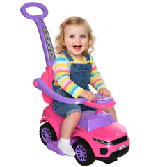 Aosom 3 In 1 Push Cars for Toddlers Kid Ride on Push Car Stroller Sliding Car with Horn Music Light Function Secure Bar Ride on Toy for Boy Girl 18-36 Months, Pink