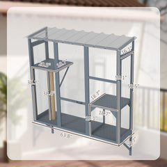 PawHut Catio Outdoor, Window Catio for 2-3 Large Indoor Cats w/ 2 Jumping Platforms, Scratching Post, for Playing, Napping