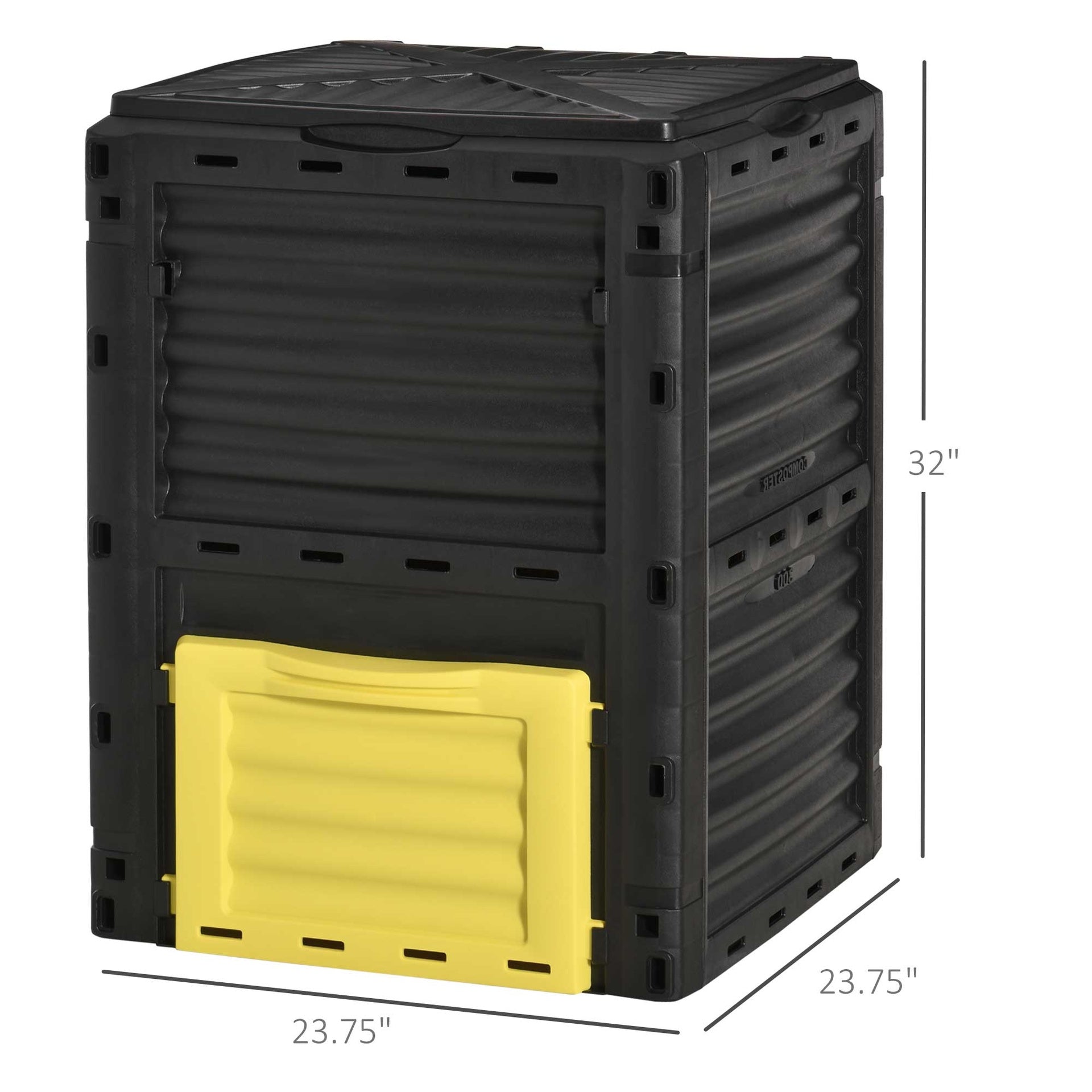 Outsunny Garden Compost Bin 80 Gallon Outdoor Large Capacity Composter Fast Create Fertile Soil Aerating Box, Yellow