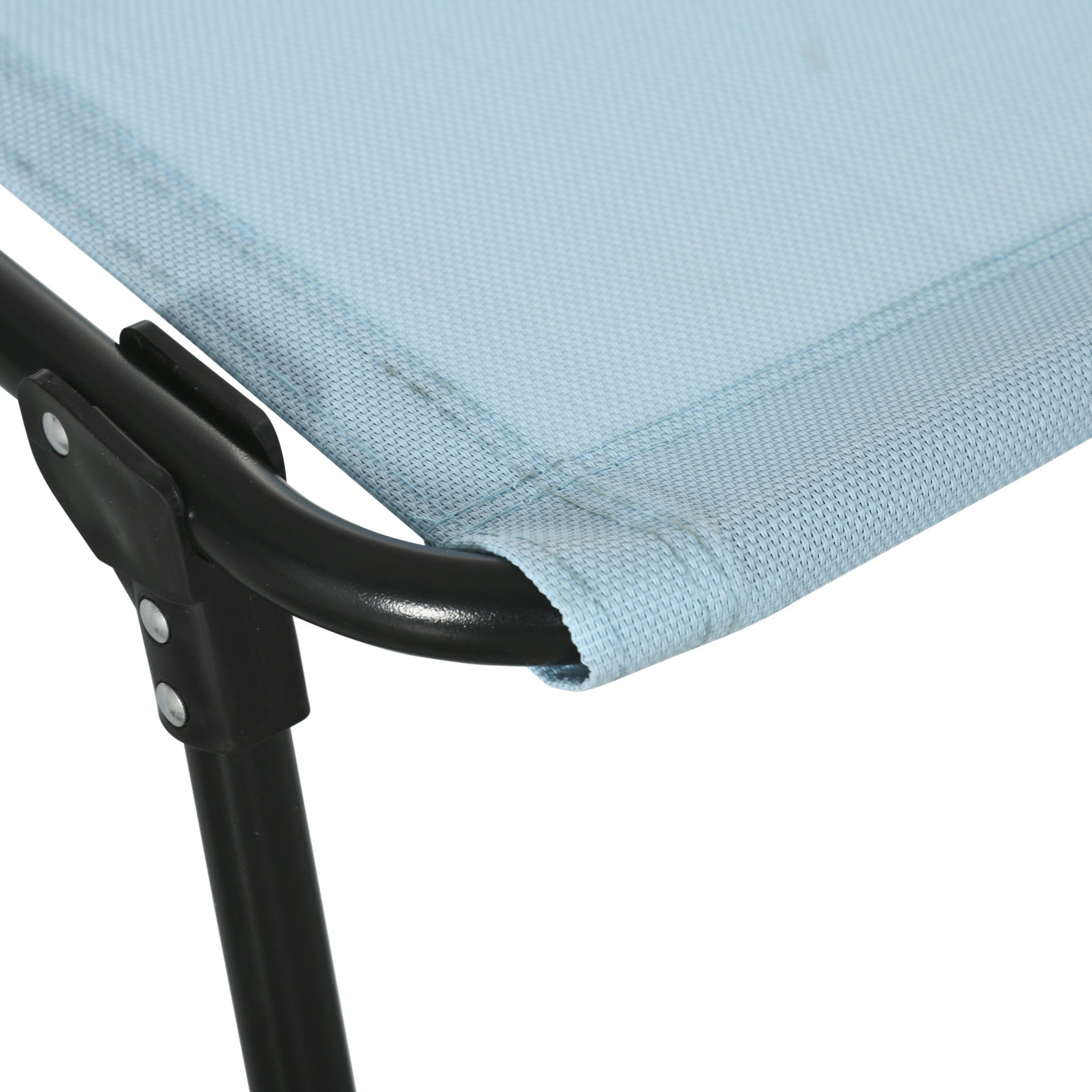 Outsunny Folding Chaise Lounge Pool Chair with 4-Position Reclining Back, Pillow, Breathable Mesh & Bungee Seat, Baby Blue