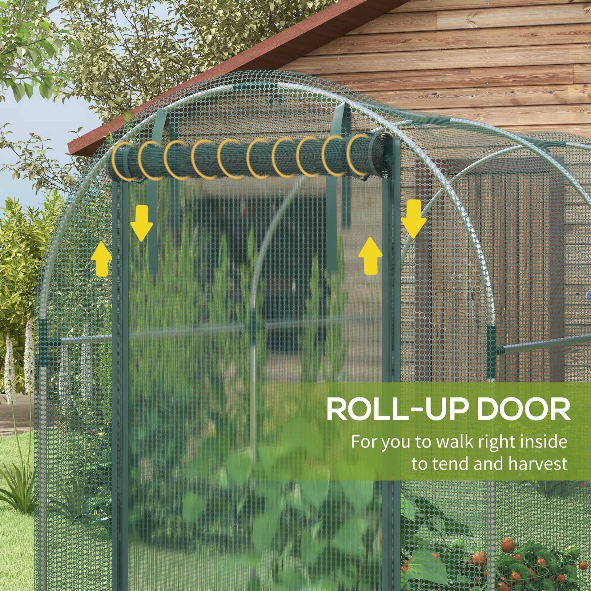 Outsunny Galvanized Steel Crop Cage, Plant Protection Tent with Zippered Door, 4' x 8', Green