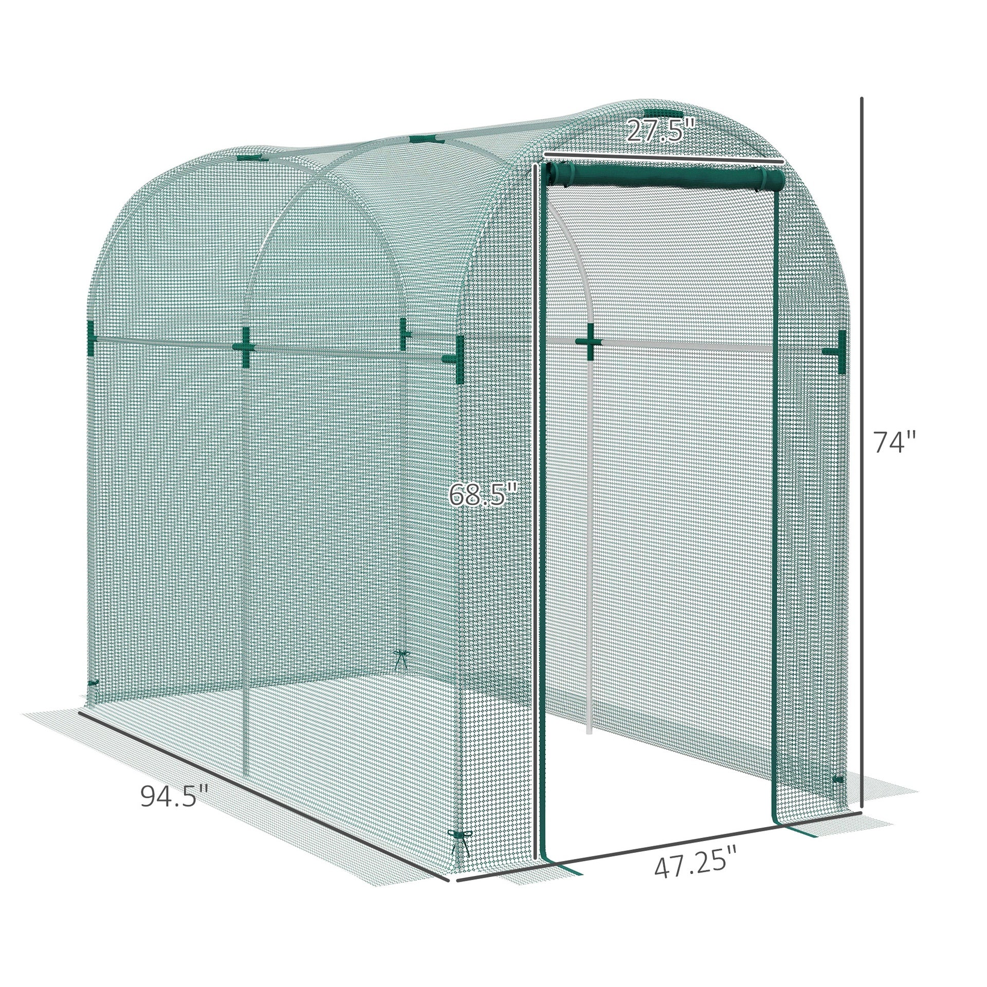 Outsunny Galvanized Steel Crop Cage, Plant Protection Tent with Zippered Door, 4' x 8', Green
