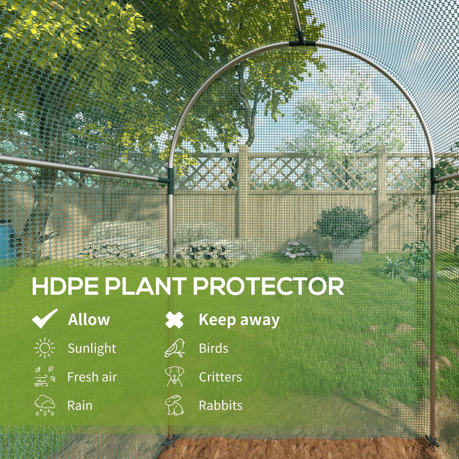 Outsunny Galvanized Steel Crop Cage, Plant Protection Tent with Zippered Door, 4' x 8', Green