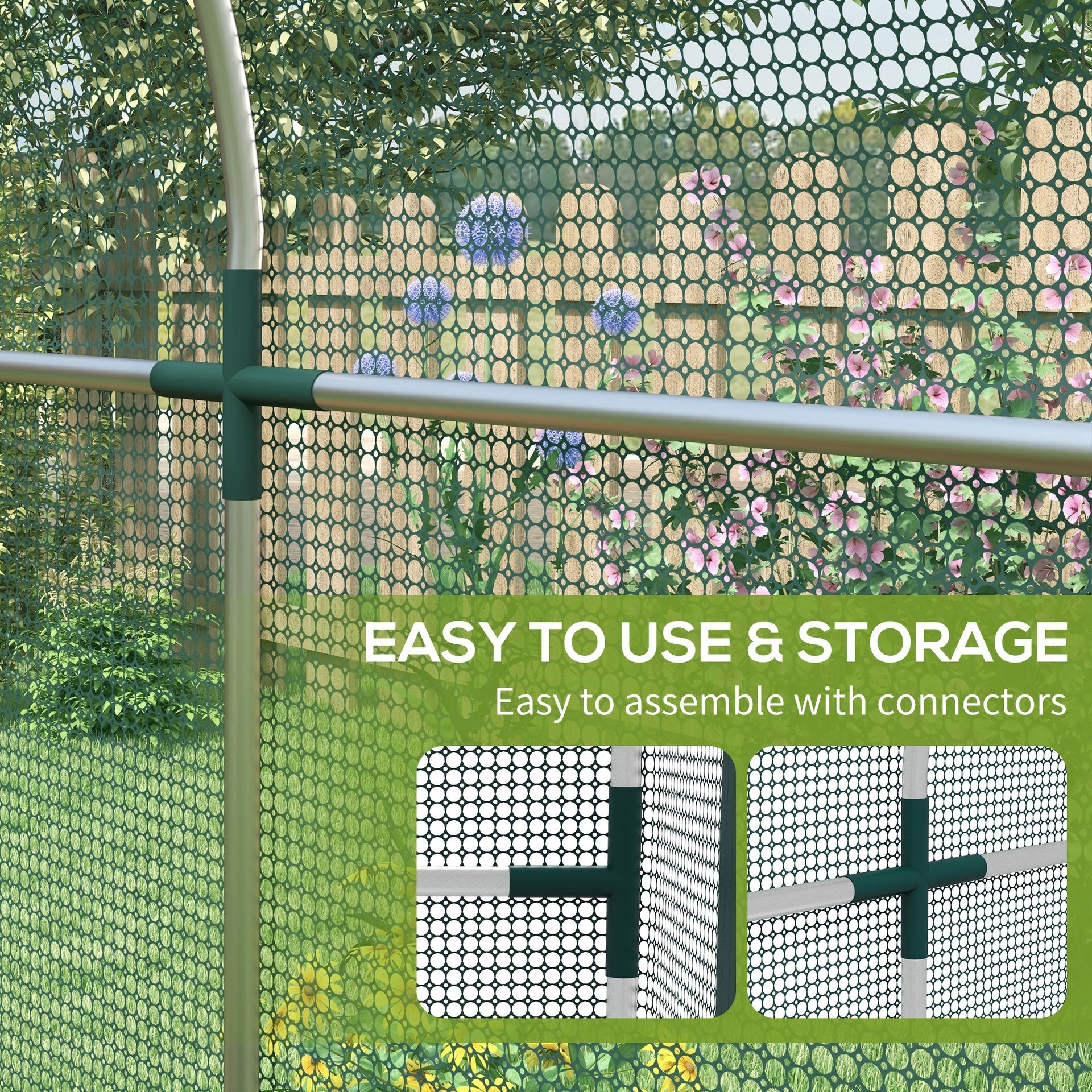 Outsunny Galvanized Steel Crop Cage, Plant Protection Tent with Zippered Door, 4' x 8', Green