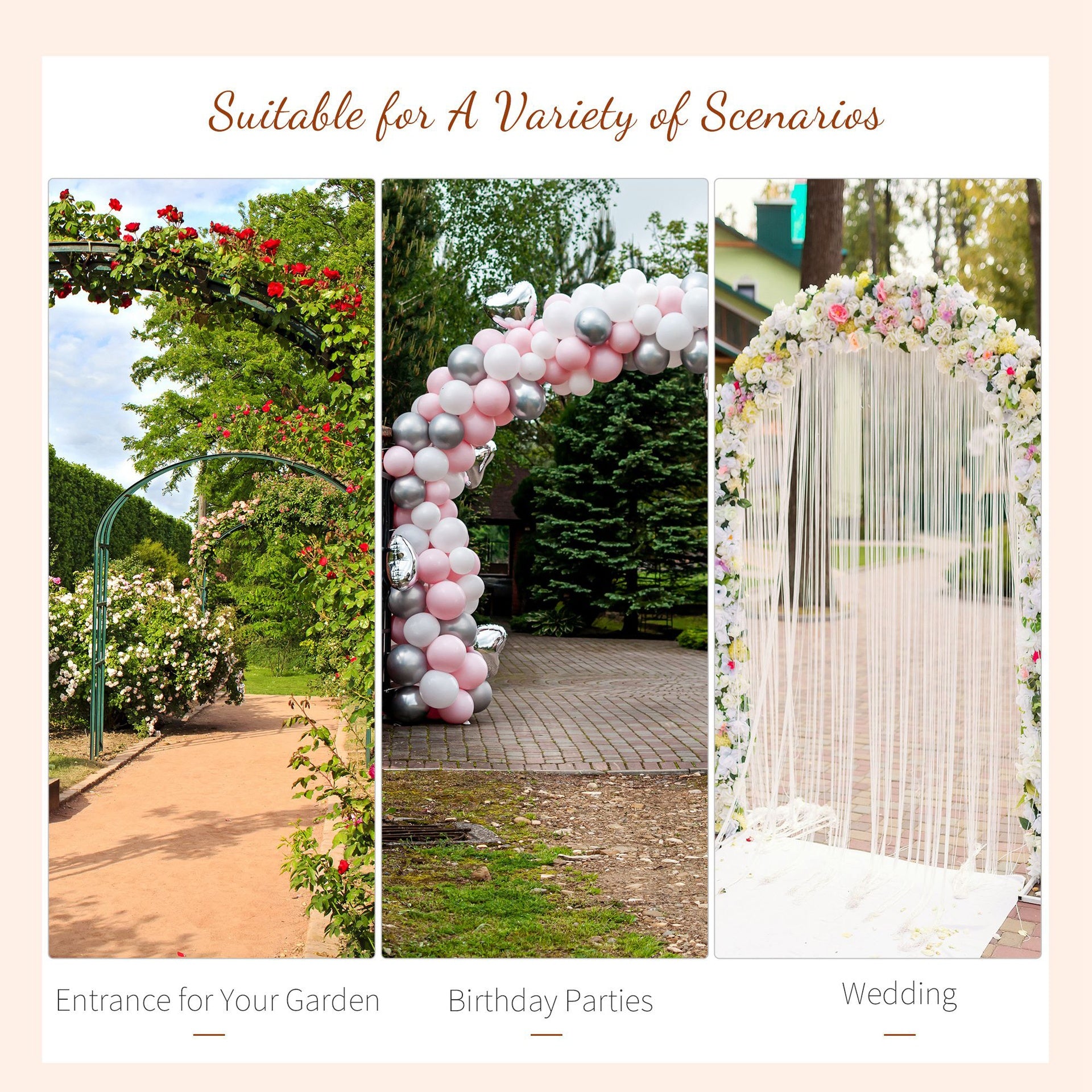 Outsunny 7' Wood Steel Outdoor Garden Arched Trellis Arbor with Natural Fir Wood & Side Panel for Climbing Vines, Orange