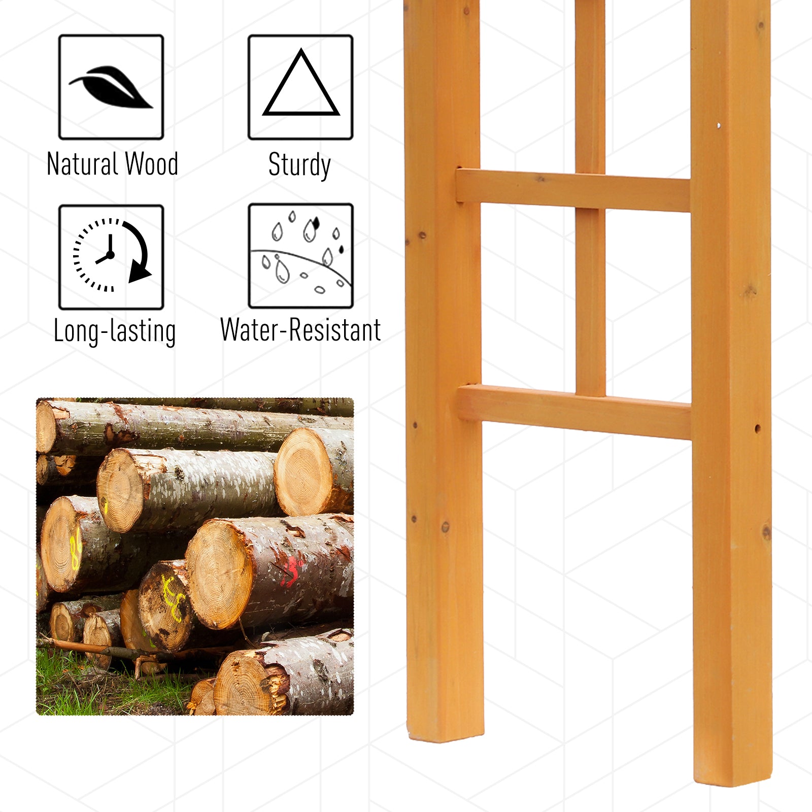Outsunny 7' Wood Steel Outdoor Garden Arched Trellis Arbor with Natural Fir Wood & Side Panel for Climbing Vines, Orange