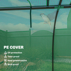 Outsunny Mini Greenhouse, Portable Greenhouse with 4 Roll-Up Doors, PE Cover, 177.2" x 39.4" x 31.5", Green