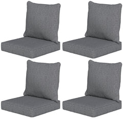 Outsunny Patio Chair Cushions Set of 4 with Seat & Backrest, Fade Resistant Seat Replacement Cushion Set, Gray