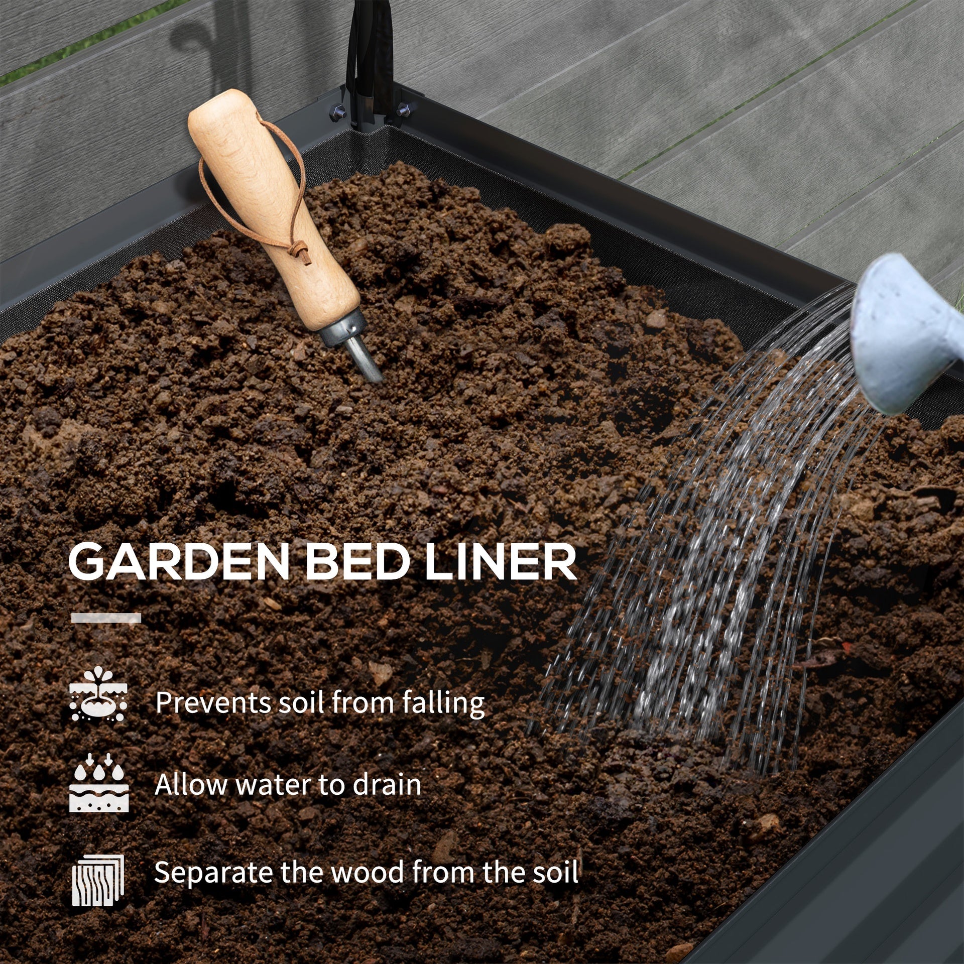 Outsunny Raised Garden Bed with Legs and Cover, Metal Elevated Planter Box with Bottom Shelf and Liner for Vegetables, Dark Gray