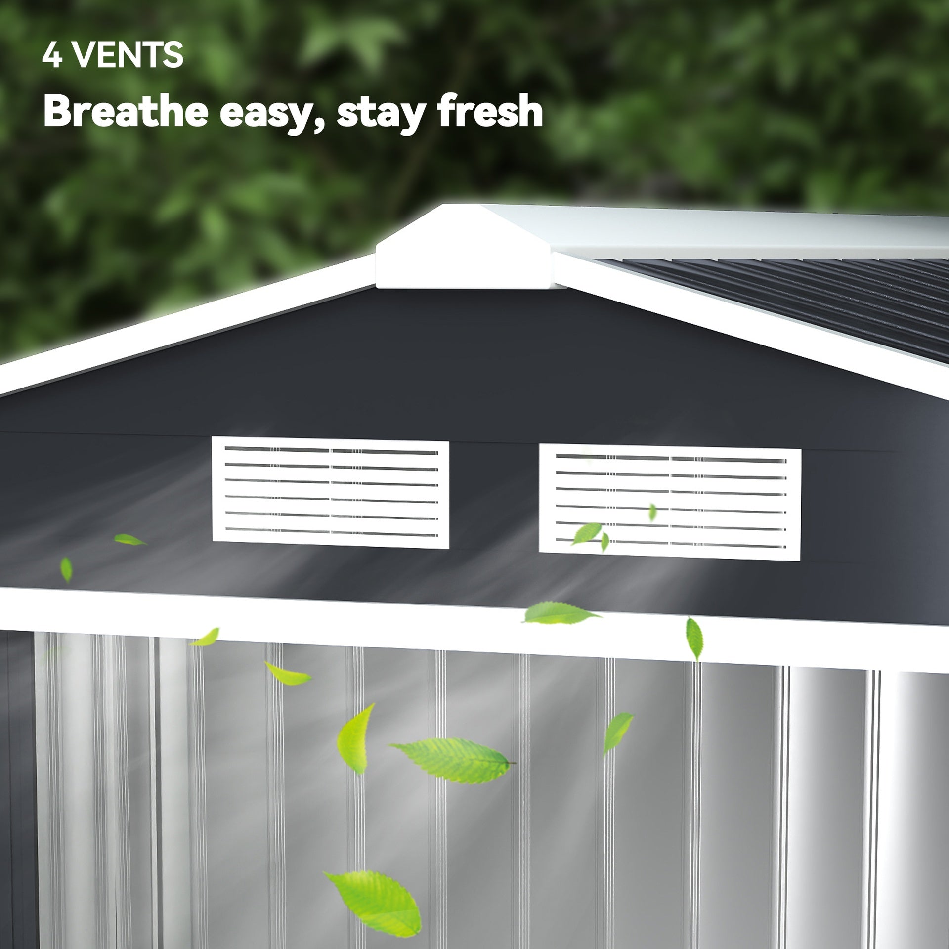 Outsunny 7'x4' Metal Outdoor Shed Organizer & Garden Storage with 4 Vents for Airflow & 2 Easy Sliding Doors - Dark Gray